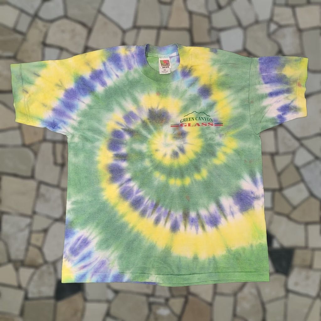 Fruit Of The Loom VINTAGE 90s Grand Canyon Glass Tie-Dye Shirt XL Cropped Crew Neck Graphic Tee Men Size US XL / EU 56 / 4 - 1 Thumbnail