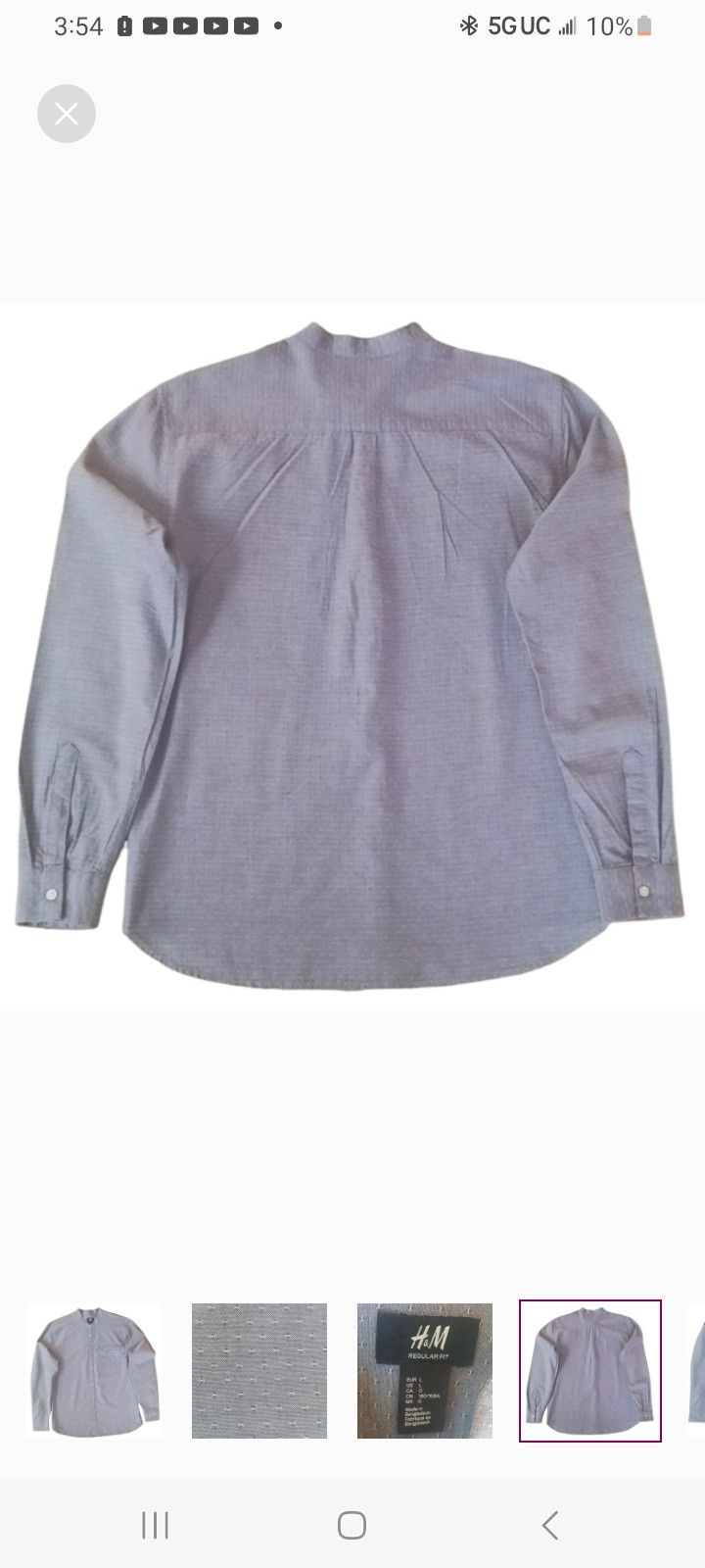 H&M H & M Light Grey Regular-FIT Long-Sleeve Button Up. Size US L / EU 52-54 / 3 - 4 Thumbnail