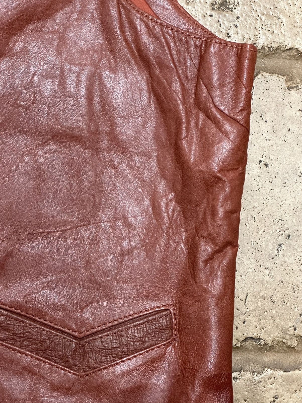 Other Concord 80’s Genuine Leather Vest Ostrich Cuervo Rust Size L / US 10 / IT 46 - 6 Thumbnail