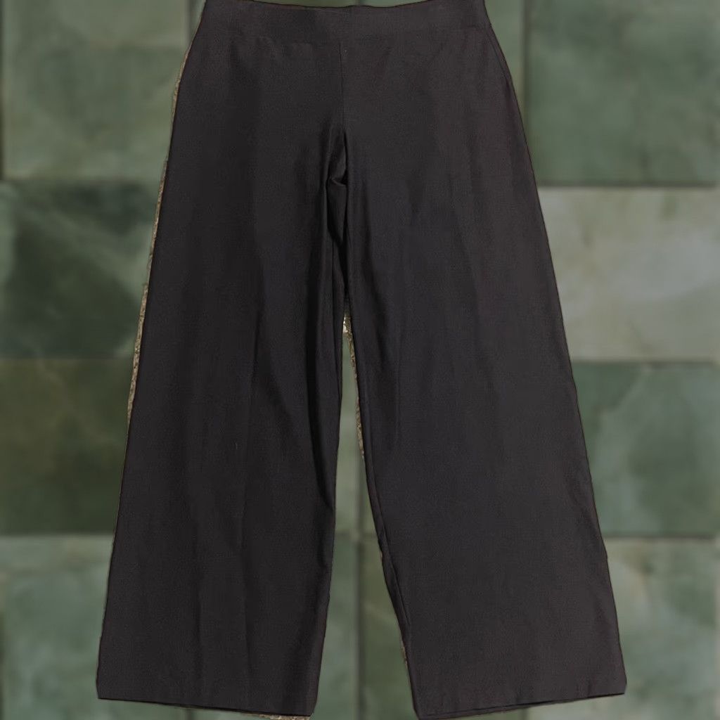 Eileen Fisher EILEEN FISHER Pants - Pull On Cropped Straight Leg Black 32.5" Inseam Viscose Stretch Women's Large Casual Business Size 36" / US 14 / IT 50 - 1 Thumbnail