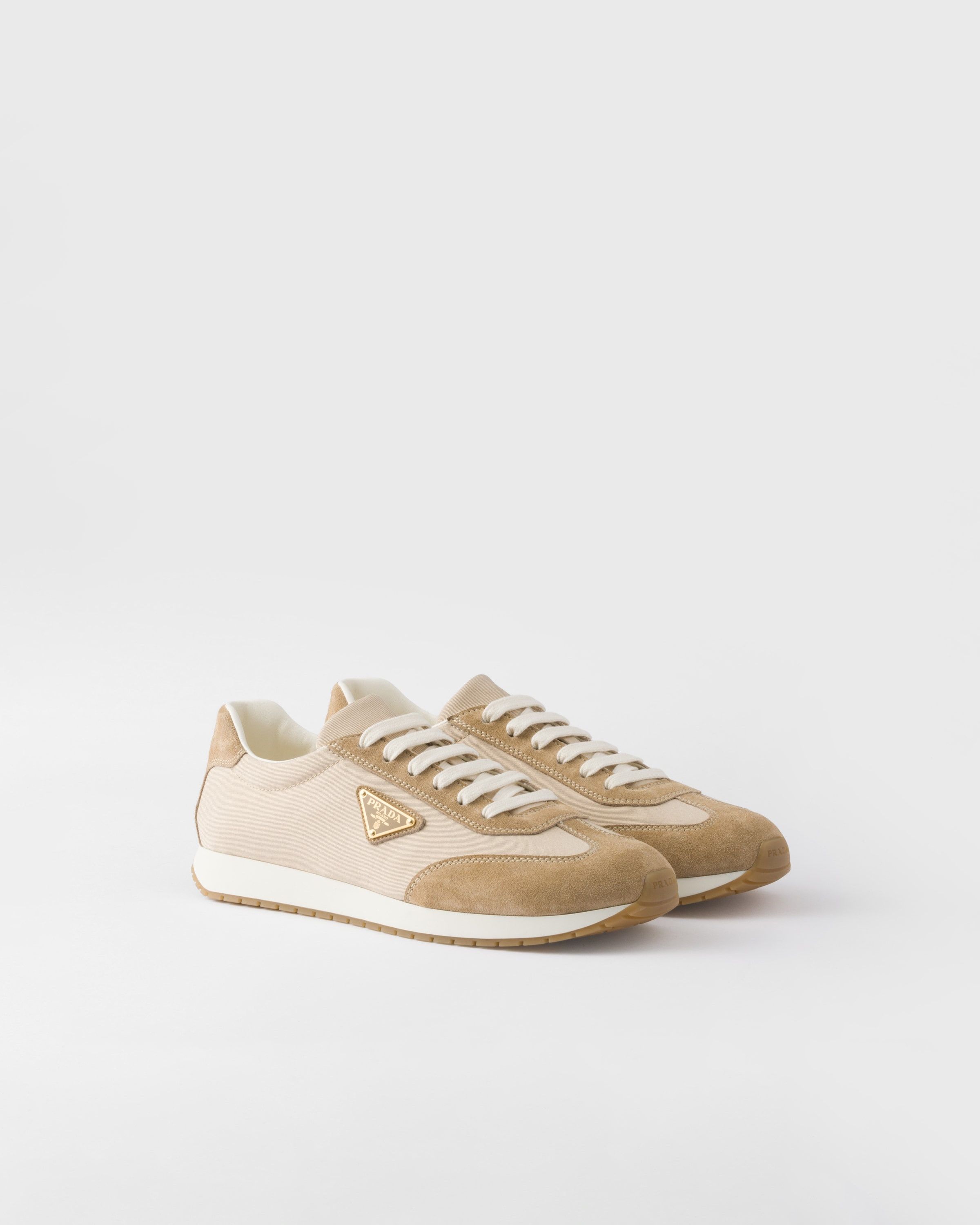 o1la1rc1a0925 Drill Fabric And Suede Sneakers in Beige/Brown