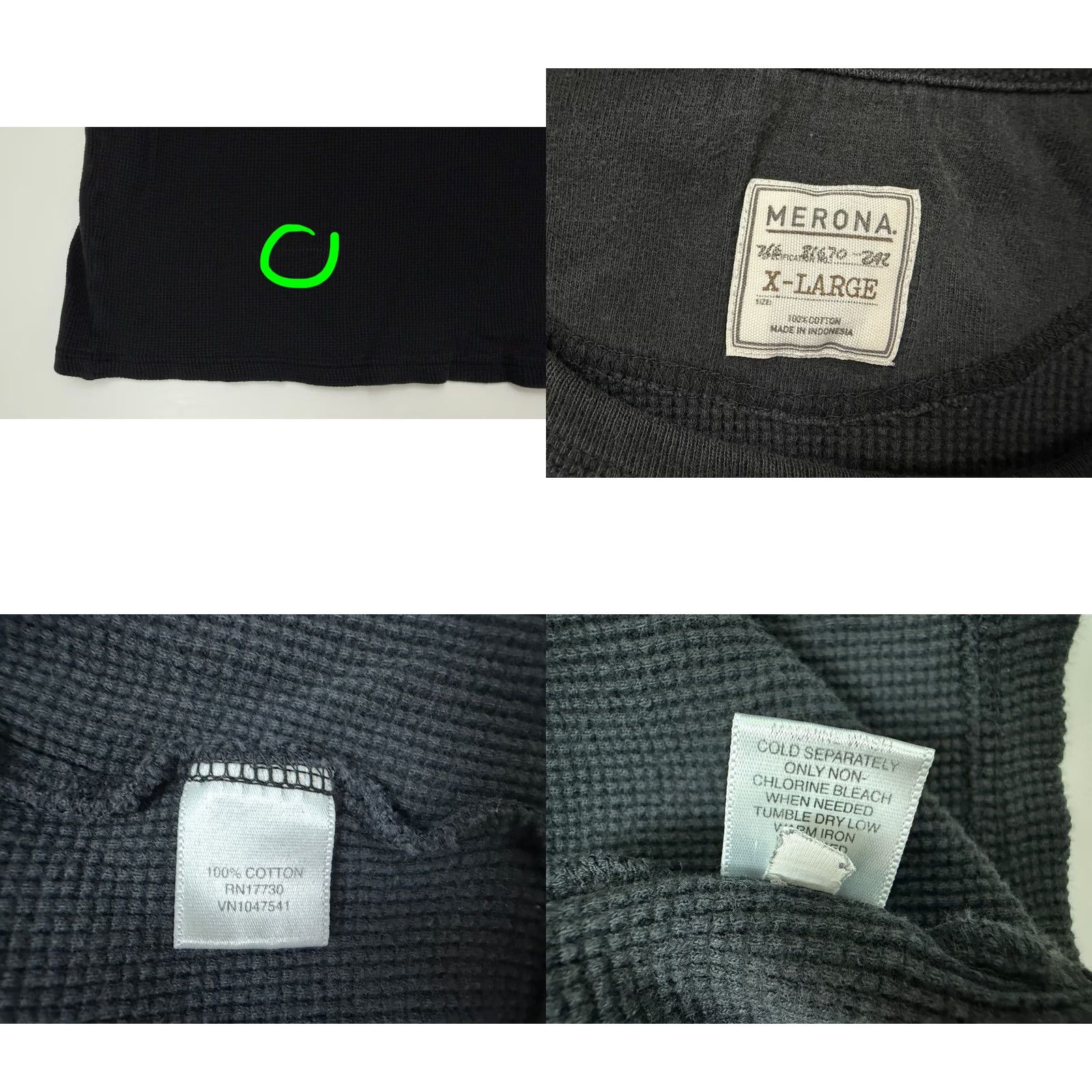Merona VINTAGE Merona Shirt Men XL Boxy Fit Thermal Outdoors Midweight Cotton Waffle-Knit Y2K Black Size US XL / EU 56 / 4 - 8 Thumbnail