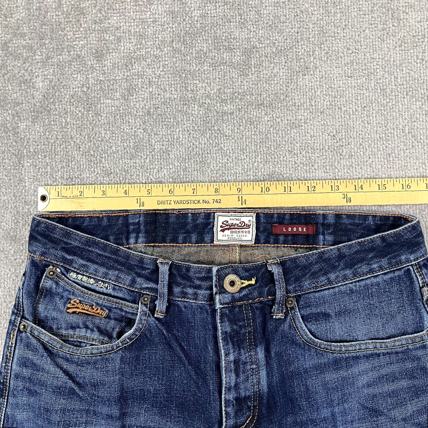 Superdry VINTAGE Superdry Jeans Mens Tapered Fit Blue Denim 32 x 29 Mid Rise Grunge Style Size US 32 / EU 48 - 3 Thumbnail