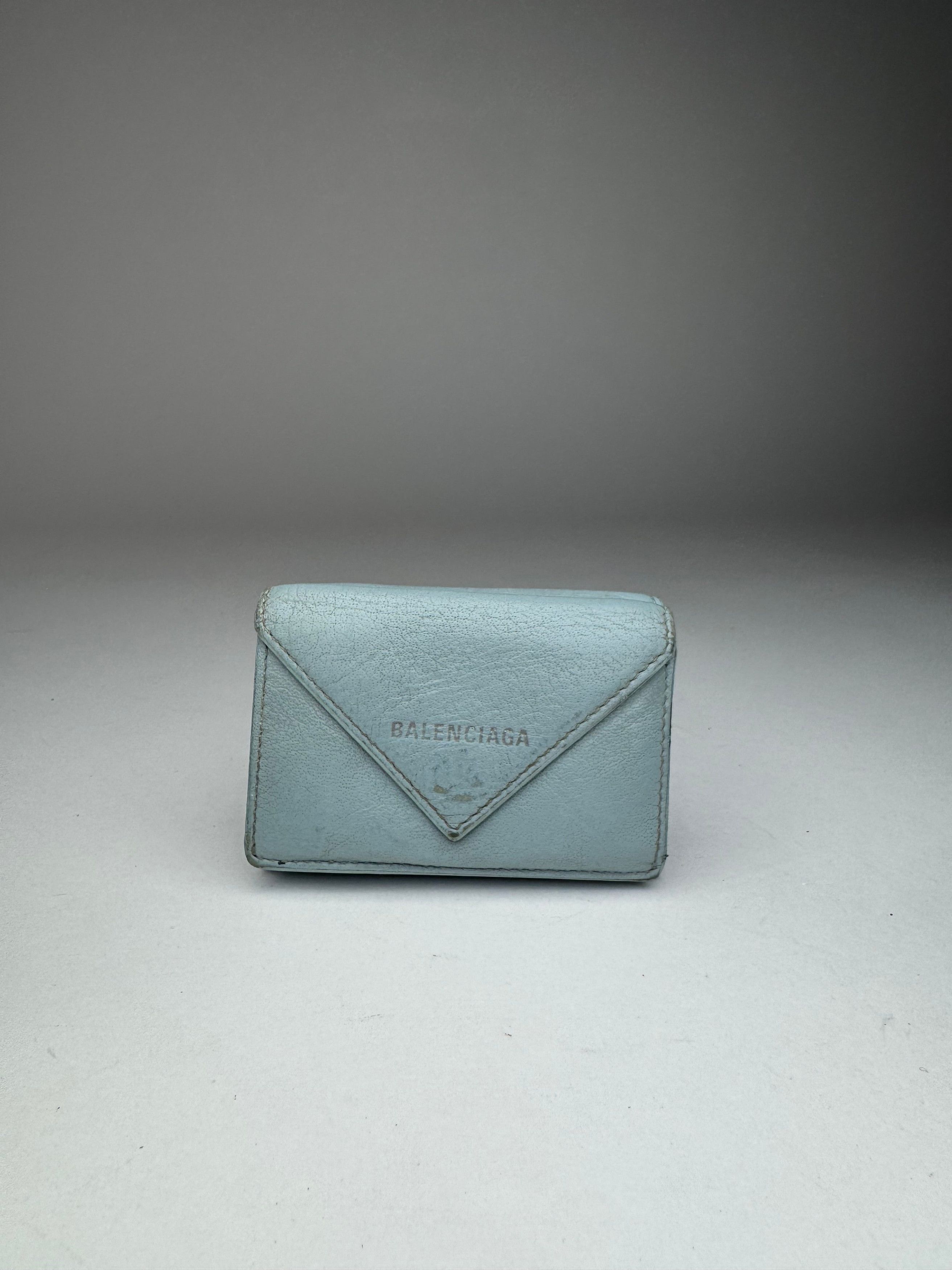 Balenciaga Vintage Leather Postal Card Holder Light Blue Size ONE SIZE - 1 Thumbnail
