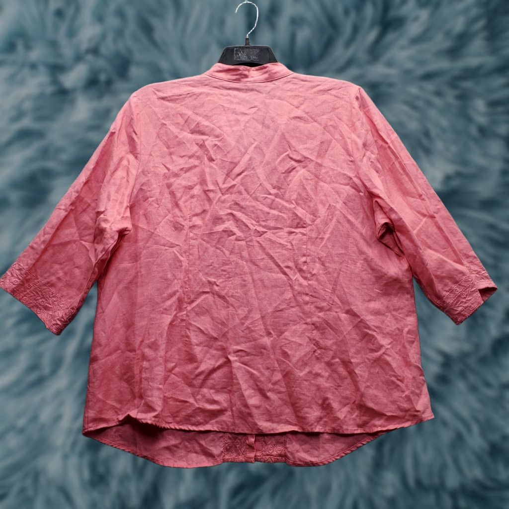 Vintage Marisa Christina Blouse Top Womens 2X Pink Linen Embroidered Boho 3/4 Sleeve Size XXL / US 16-18 / IT 52-54 - 1 Thumbnail