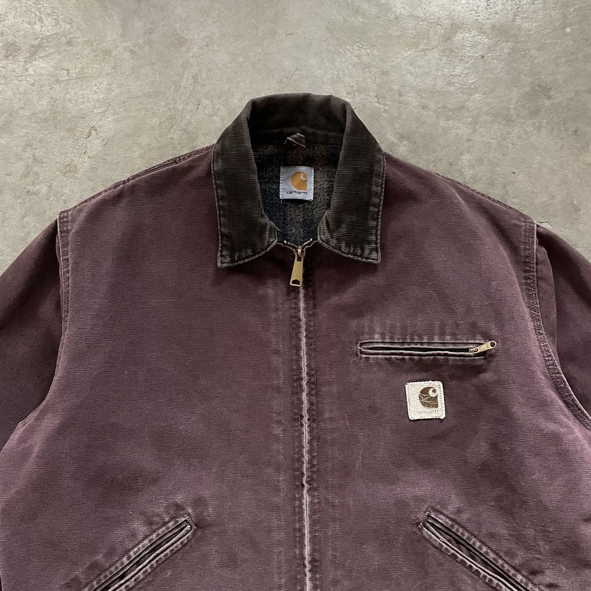 Carhartt × Vintage 90s Distressed Carhartt Detroit Jacket J43BRG Burgundy Size US L / EU 52-54 / 3 - 2 Thumbnail