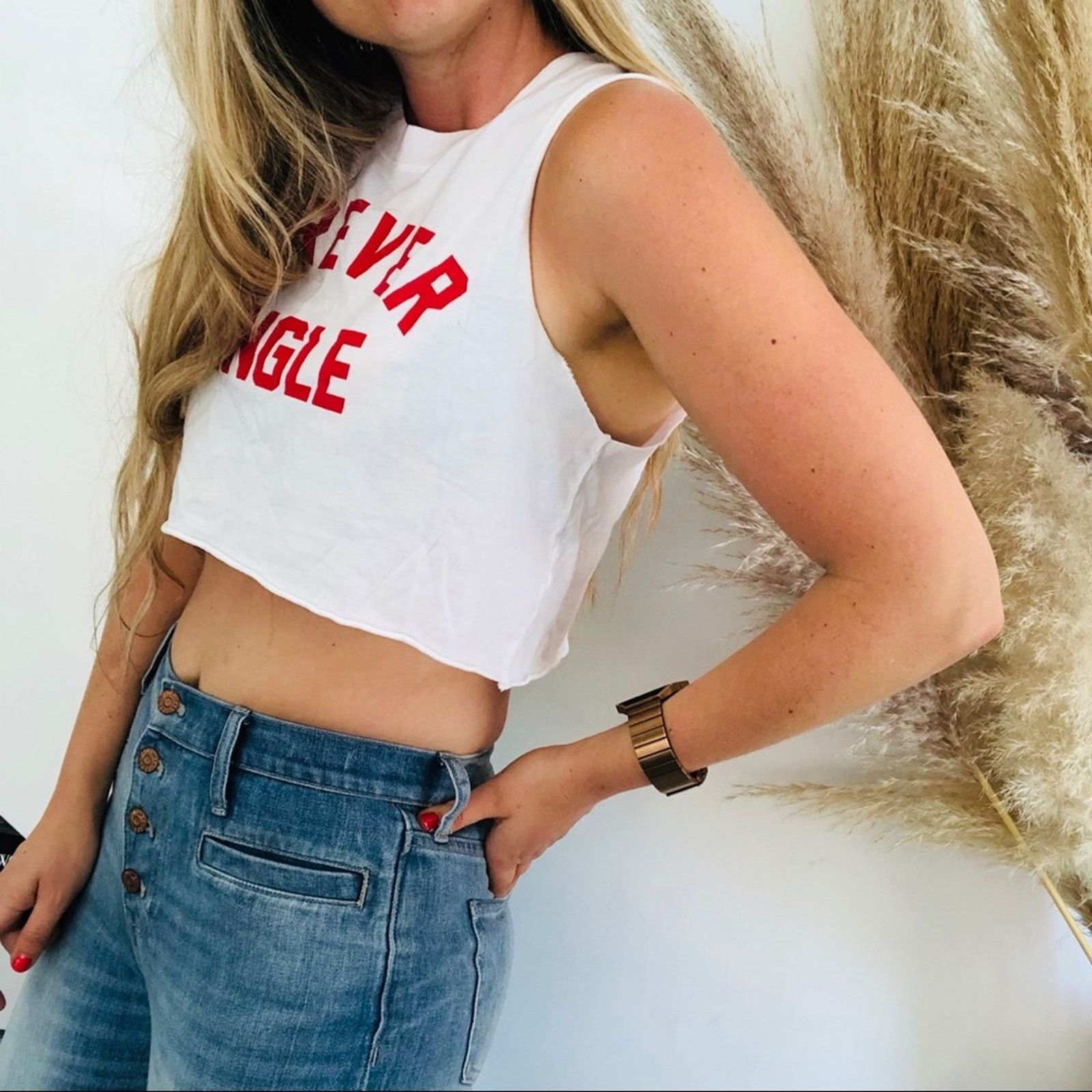 Nordstrom NEW PRIVATE PARTY REVOLVE Forever White Crop Tank Top Shirt Size XS / US 0-2 / IT 36-38 - 3 Thumbnail