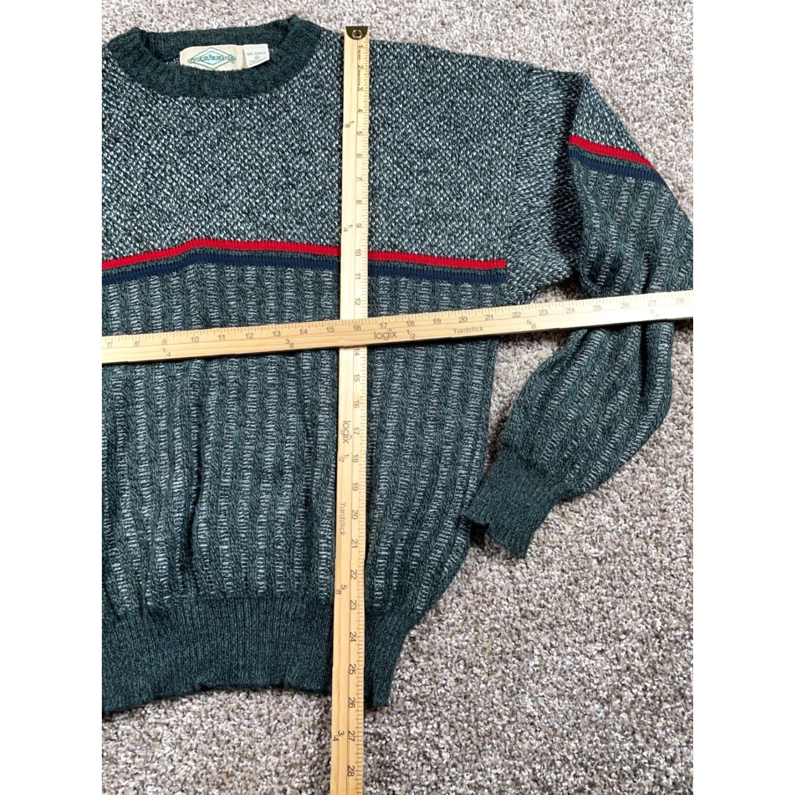 Vintage VINTAGE Weekends Sweater 90s Striped Chunky Knit Adult XL Gray Red Pullover Mens Size US XL / EU 56 / 4 - 5 Thumbnail