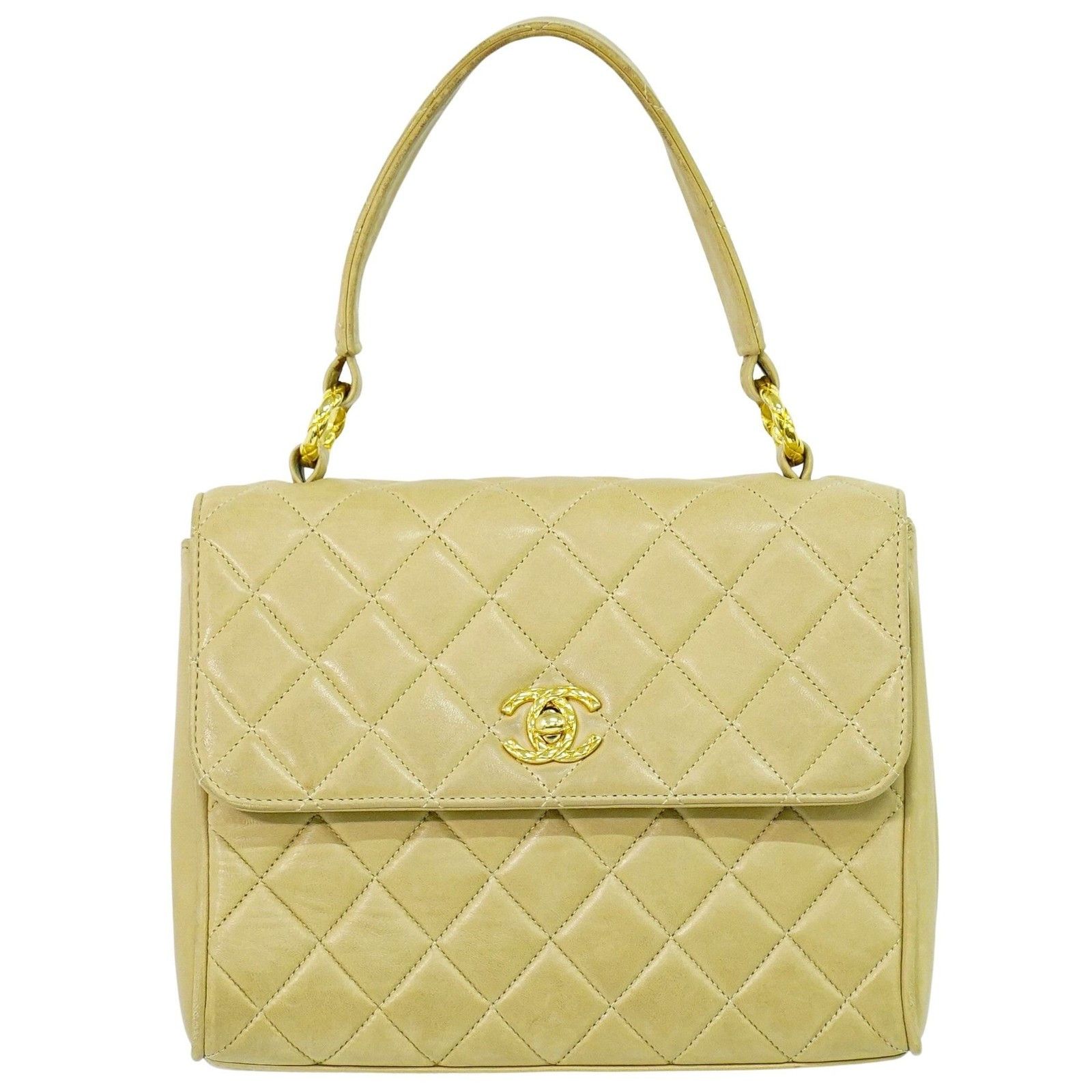 Chanel Chanel Vintage Top Handle Flap Bag Quilted Lambskin Size ONE SIZE - 1 Thumbnail