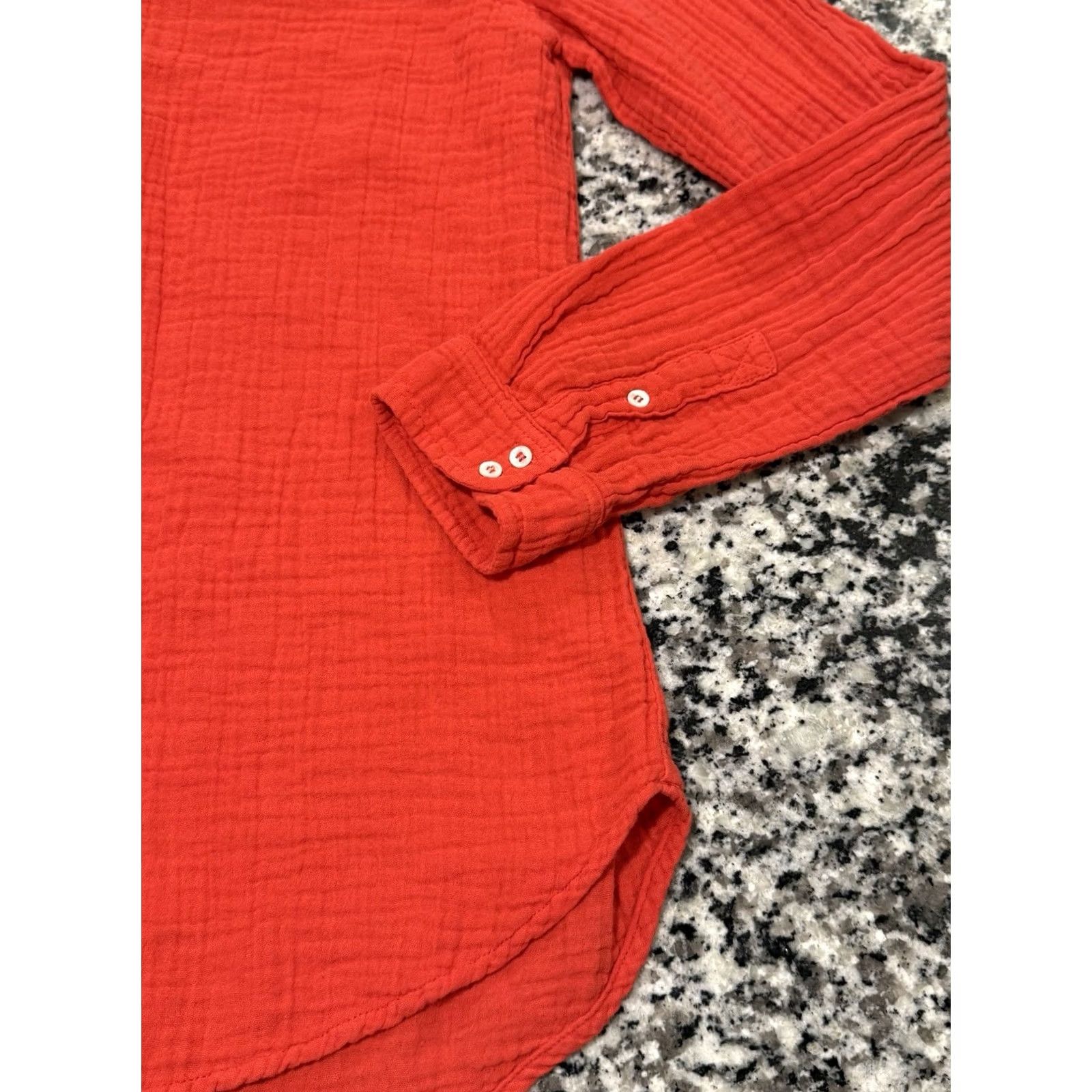 Xirena Xirena Scout Shirt Redish Orange Women’s Small L/S Button Front Gauze Coastal Bohemian Basic Casual Travel Shirt Womens Size S / US 4 / IT 40 - 5 Thumbnail