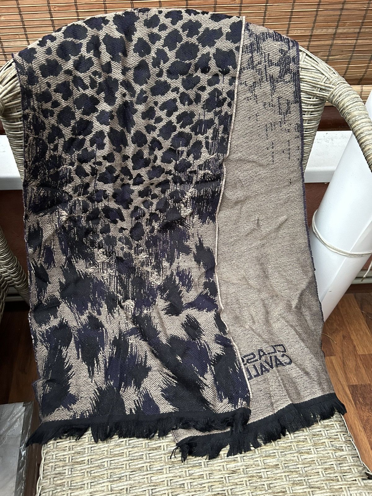 Cavalli Class × Roberto Cavalli × Vintage Class Roberto Cavalli Leopard Wool Scarf Made In Italy Size ONE SIZE - 3 Thumbnail