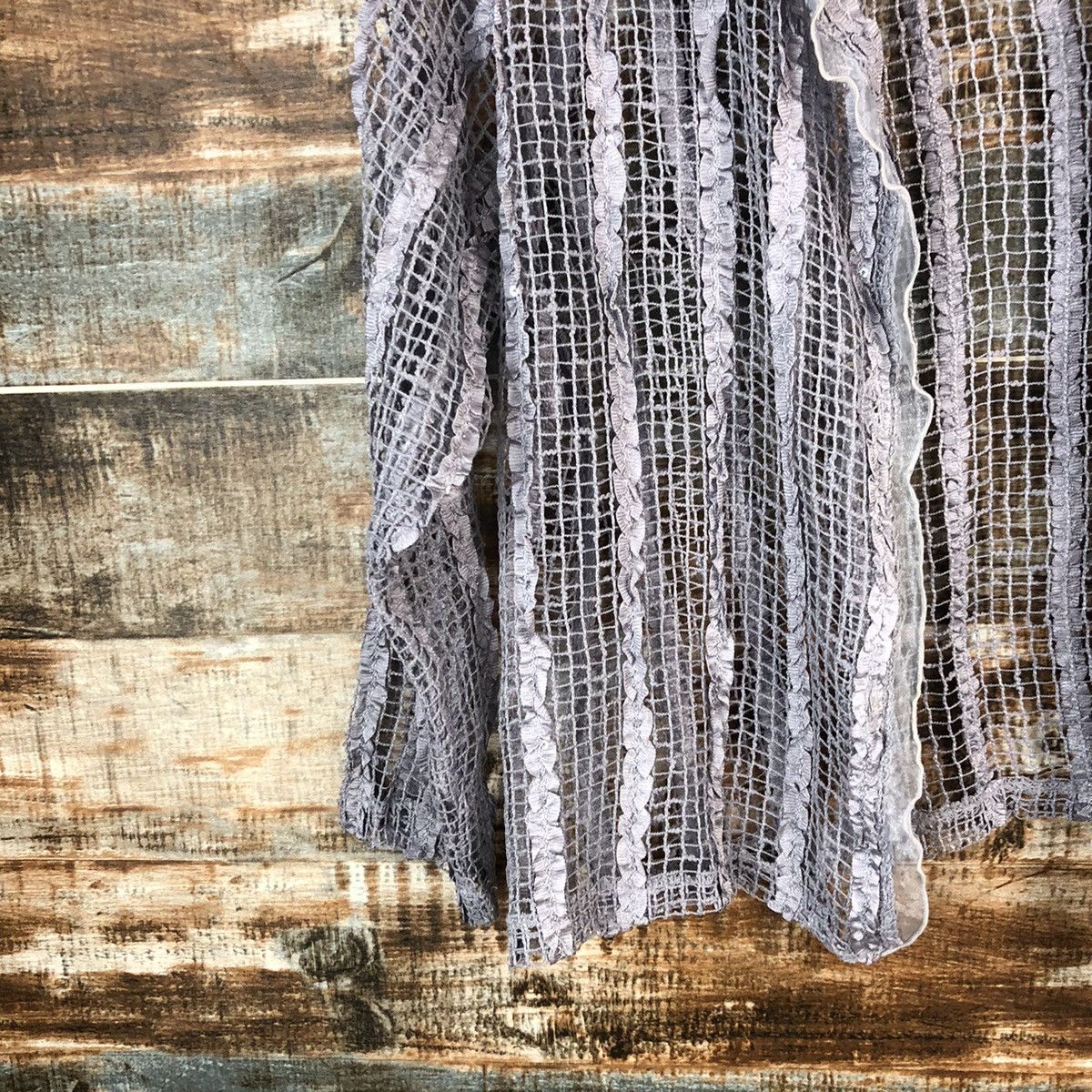 Japanese Brand K.Mitsuyo Grey crochet mesh net vintage sexy Cardigan #A1491 Size M / US 6-8 / IT 42-44 - 7 Thumbnail