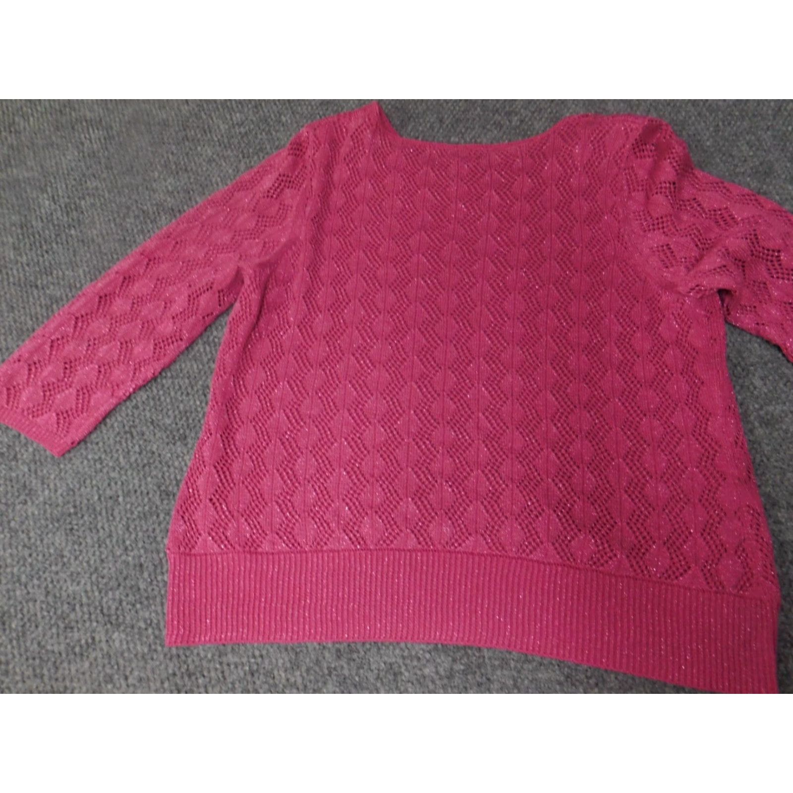 Vintage RQT Womens Sweater 2XL Pink Mock Neck Long Sleeve Knit Open Chest Embroidered Pullover Designer Winter Regular Size XXL / US 16-18 / IT 52-54 - 7 Thumbnail