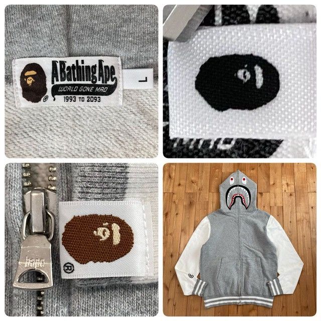 Bape BAPE Shark Full Zip Hoodie Gray x White a bathing ape NIGO Size US L / EU 52-54 / 3 - 7 Thumbnail