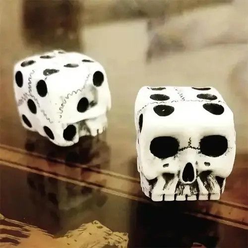 Japanese Brand Handmade White Skull Dice (2 pcs) Size ONE SIZE - 1 Thumbnail