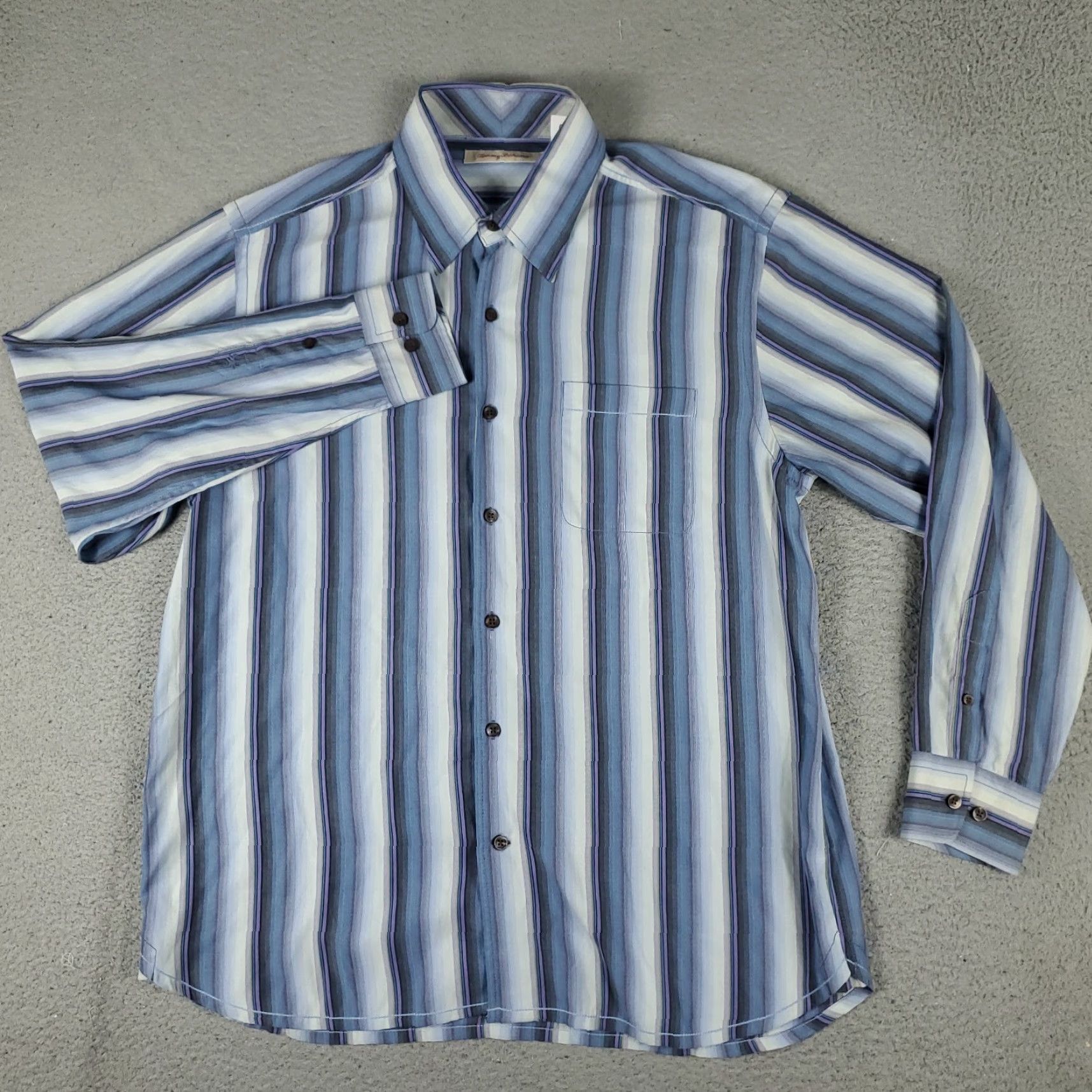 Tommy Bahama Tommy Bahama Shirt Mens Large Blue Striped Silk Casual Button Up Long Sleeve Size US L / EU 52-54 / 3 - 2 Thumbnail
