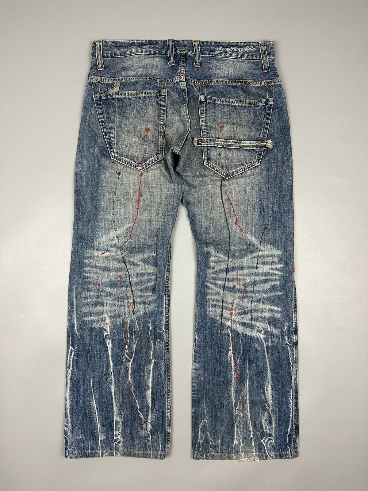 If Six Was Nine × Le Grande Bleu (L.G.B.) 🔥Sick Nice🔥 Root Three Style Whiskered Painted Flared Denim Size US 34 / EU 50 - 2 Thumbnail