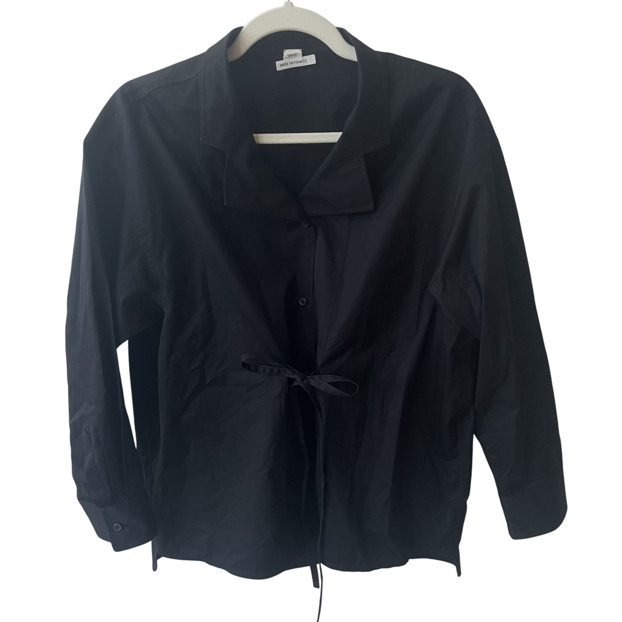 Hermes Hermès Womens Black Long-Sleeve Button-Up Shirt With Waist T Size XS / US 0-2 / IT 36-38 - 2 Thumbnail