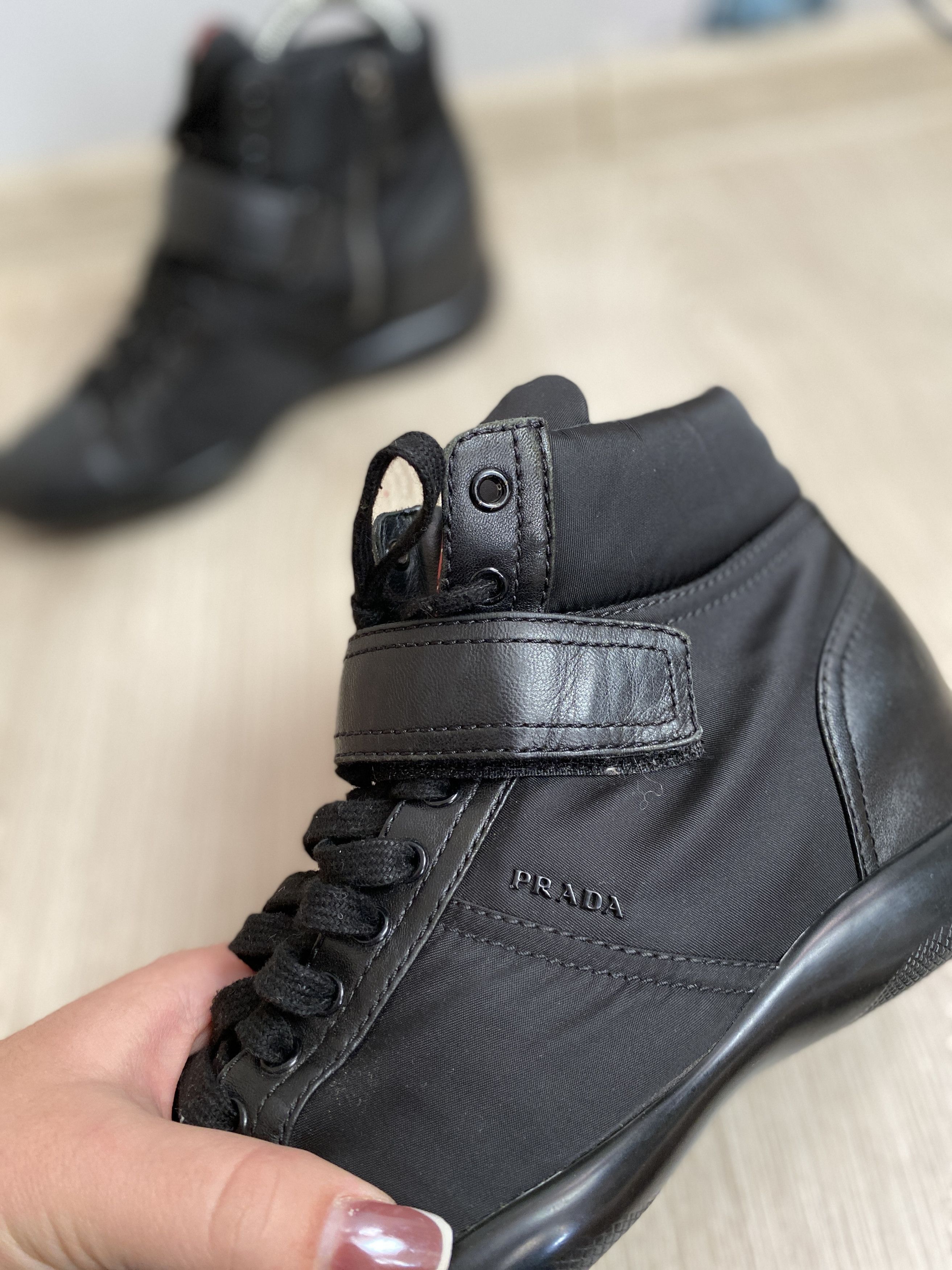 Prada × Vintage Prada high top sneakers soft leather Size US 8 / IT 38 - 2 Thumbnail