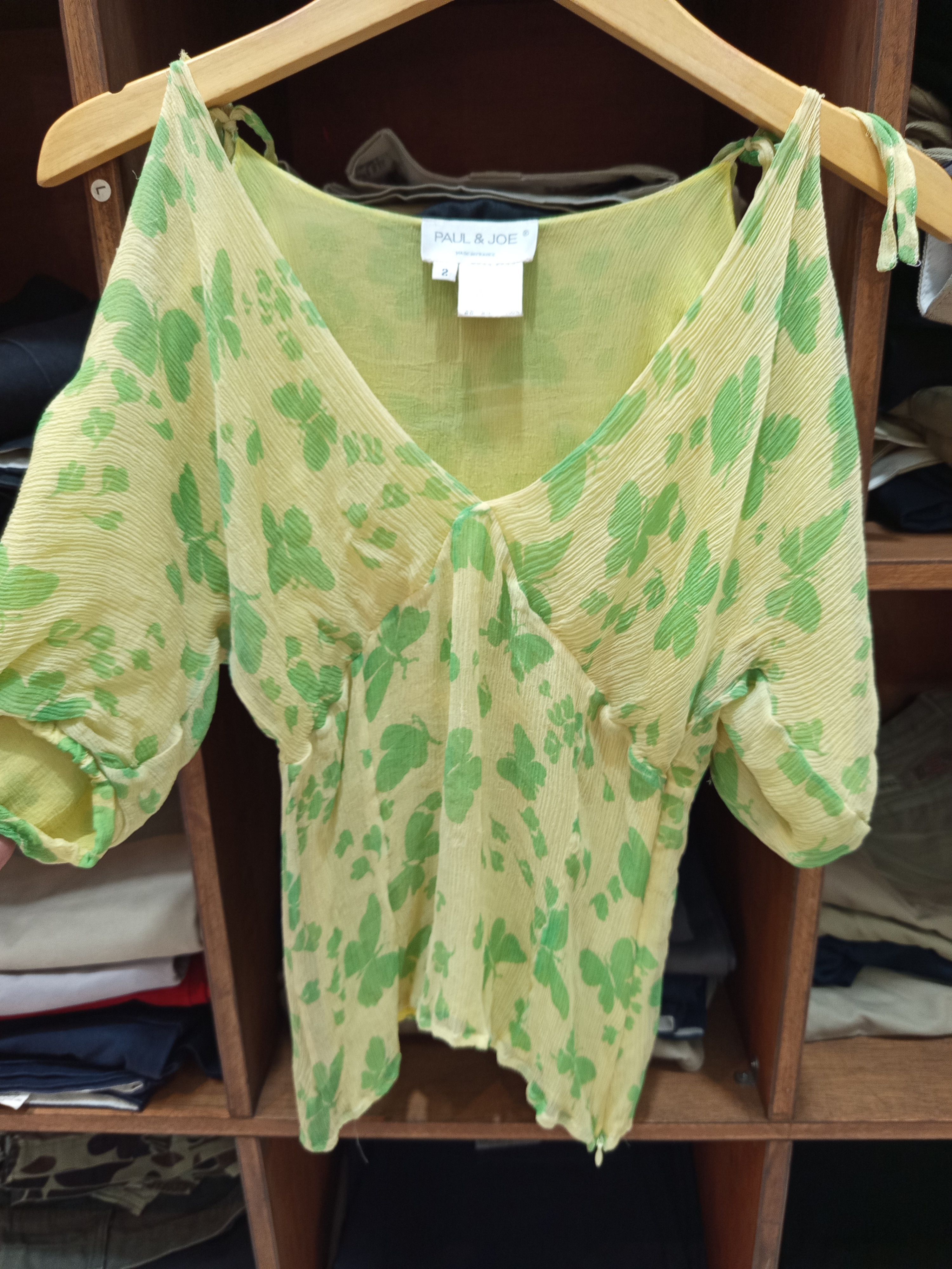 Paul & Joe Paul & Joe Butterfly Print Silk Blouse Made in France Size M / US 6-8 / IT 42-44 - 2 Thumbnail