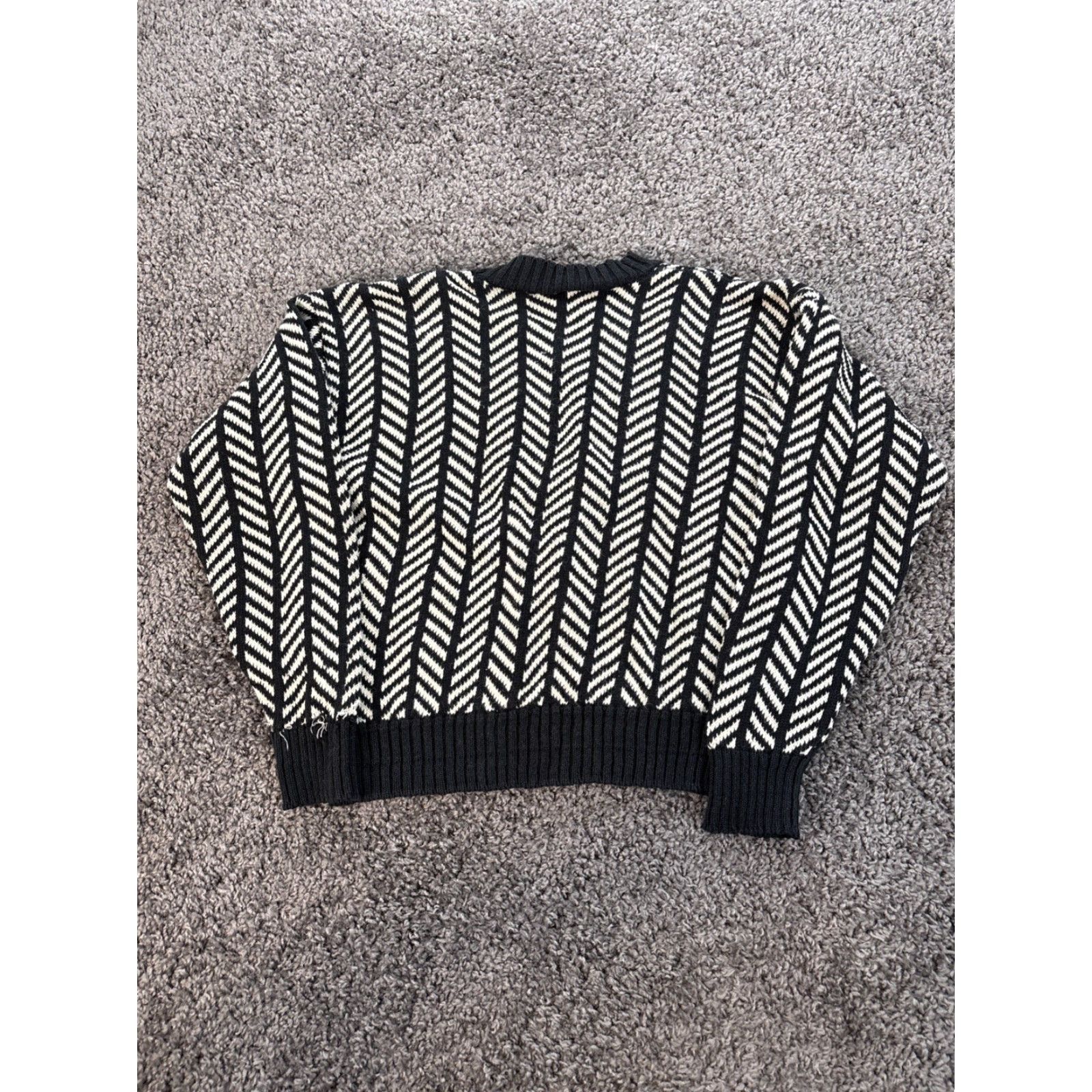 Liz Claiborne VINTAGE Liz Claiborne Sweater Cardigan Knit Pullover Long Sleeve Crew Neck Cotton Black Womens Petite PM 80s 90s Knit Pattern Argyle/Diamond Size M / US 6-8 / IT 42-44 - 6 Thumbnail