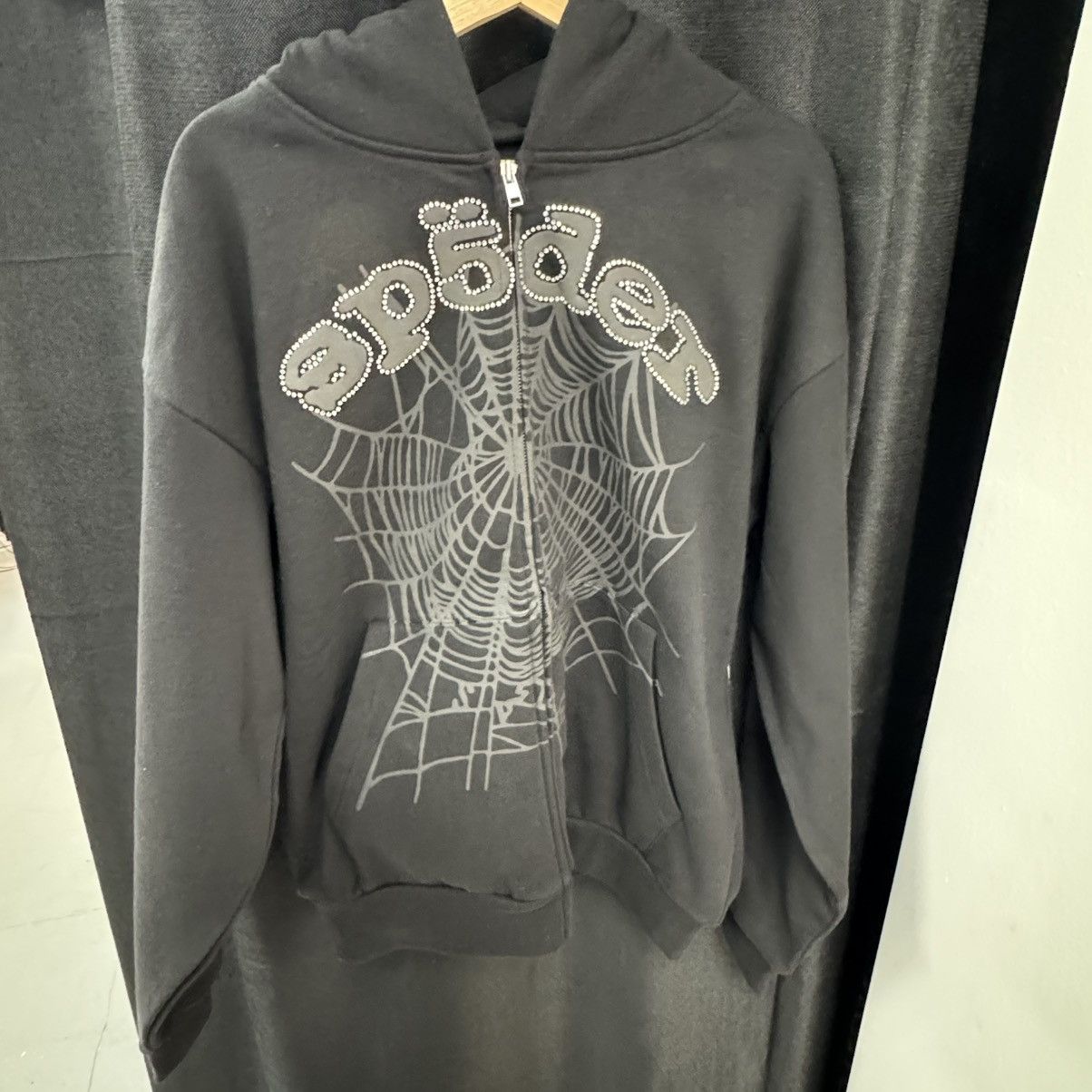 Sp5der Sp5der OG Web V2 Rhinestone Phantom Zip Up NYC Exclusive | Grailed