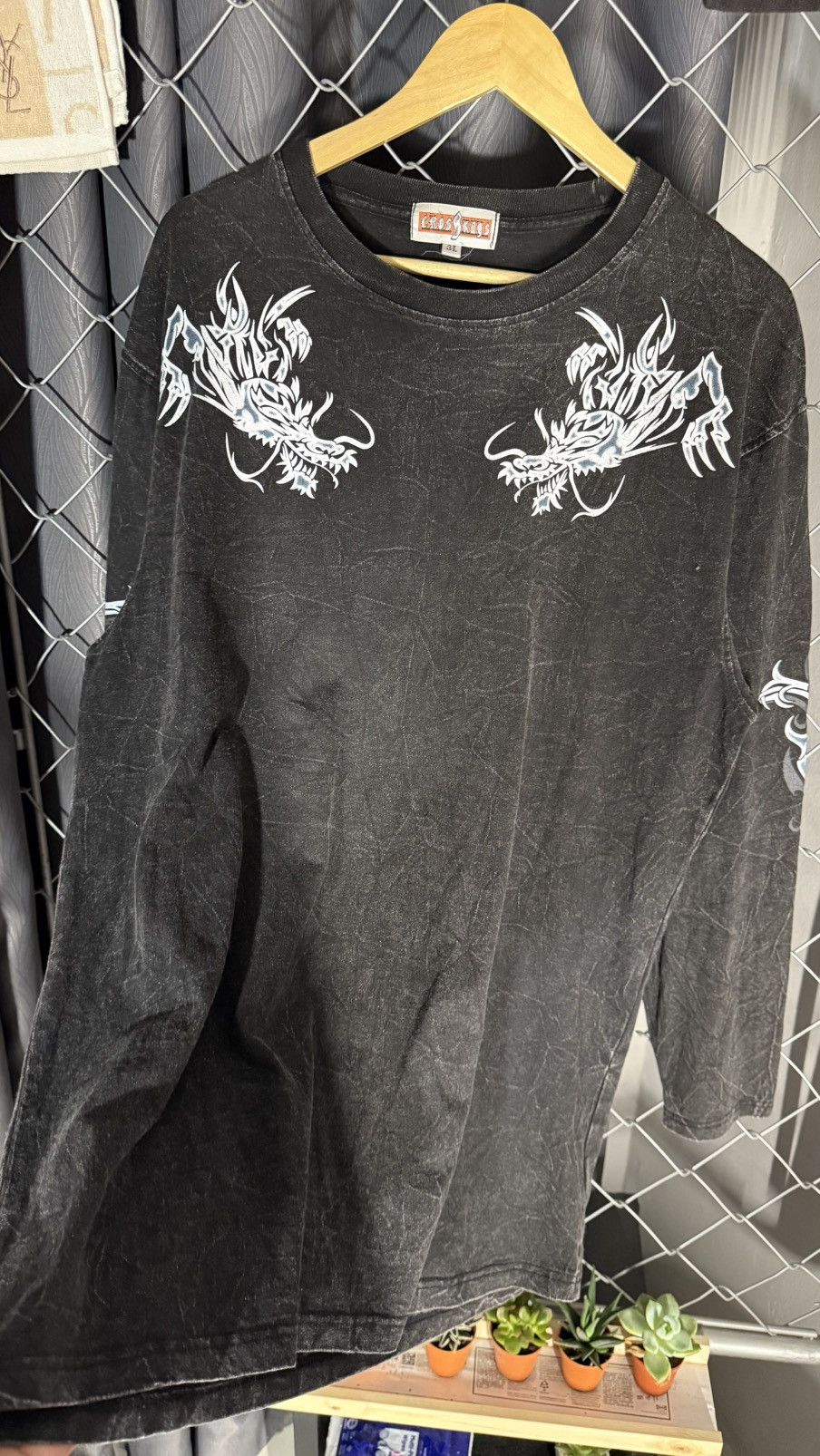 Vintage VINTAGE CROSSKEYS DOUBLE DRAGON ACID WASH LONG SLEEVE TSHIRT Size US L / EU 52-54 / 3 - 2 Thumbnail