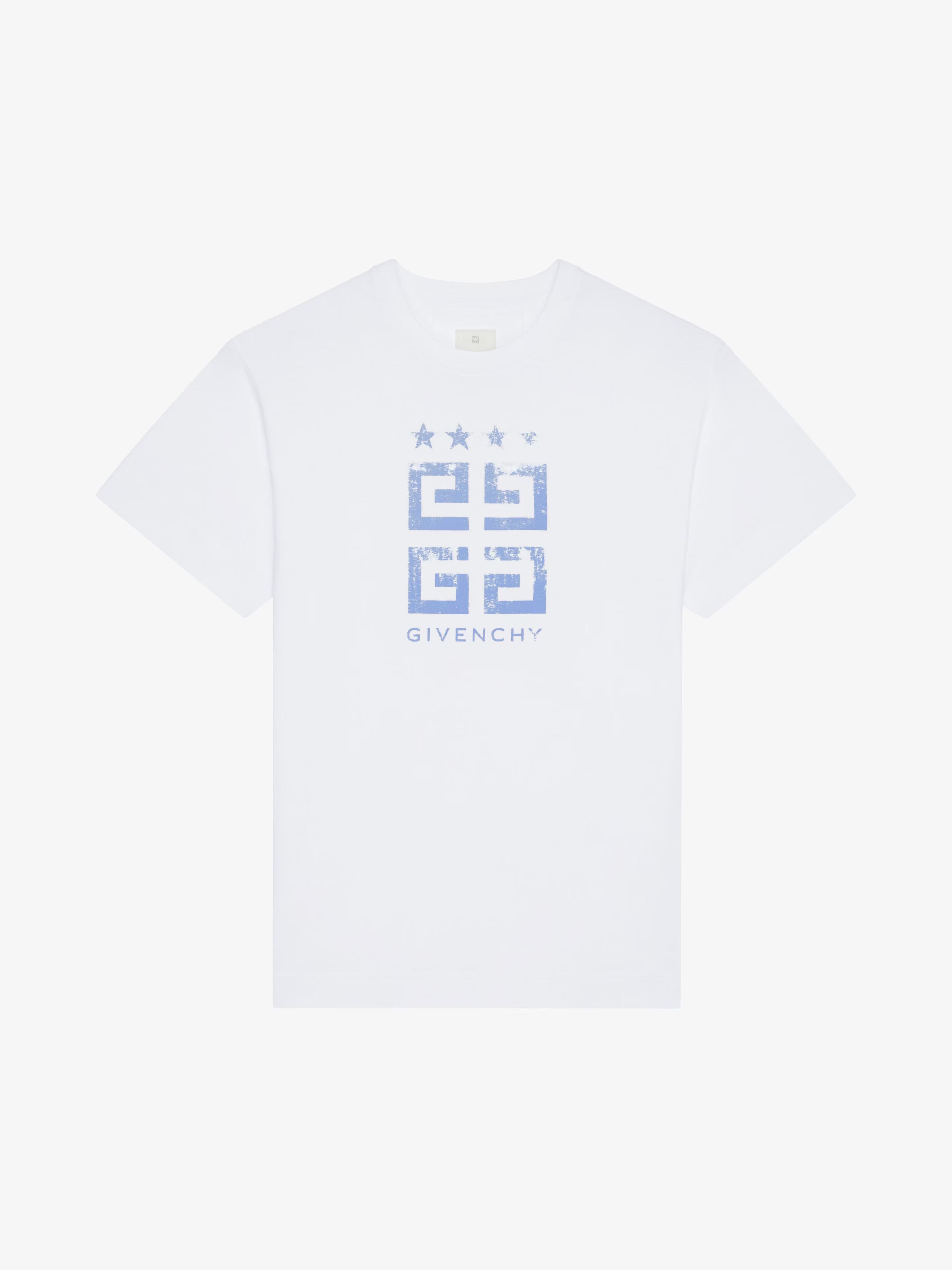 Givenchy o1srvl11e1124 Dona Slim Fit Logo Star T-Shirt in White/Blue Size S / US 4 / IT 40 - 1 Thumbnail