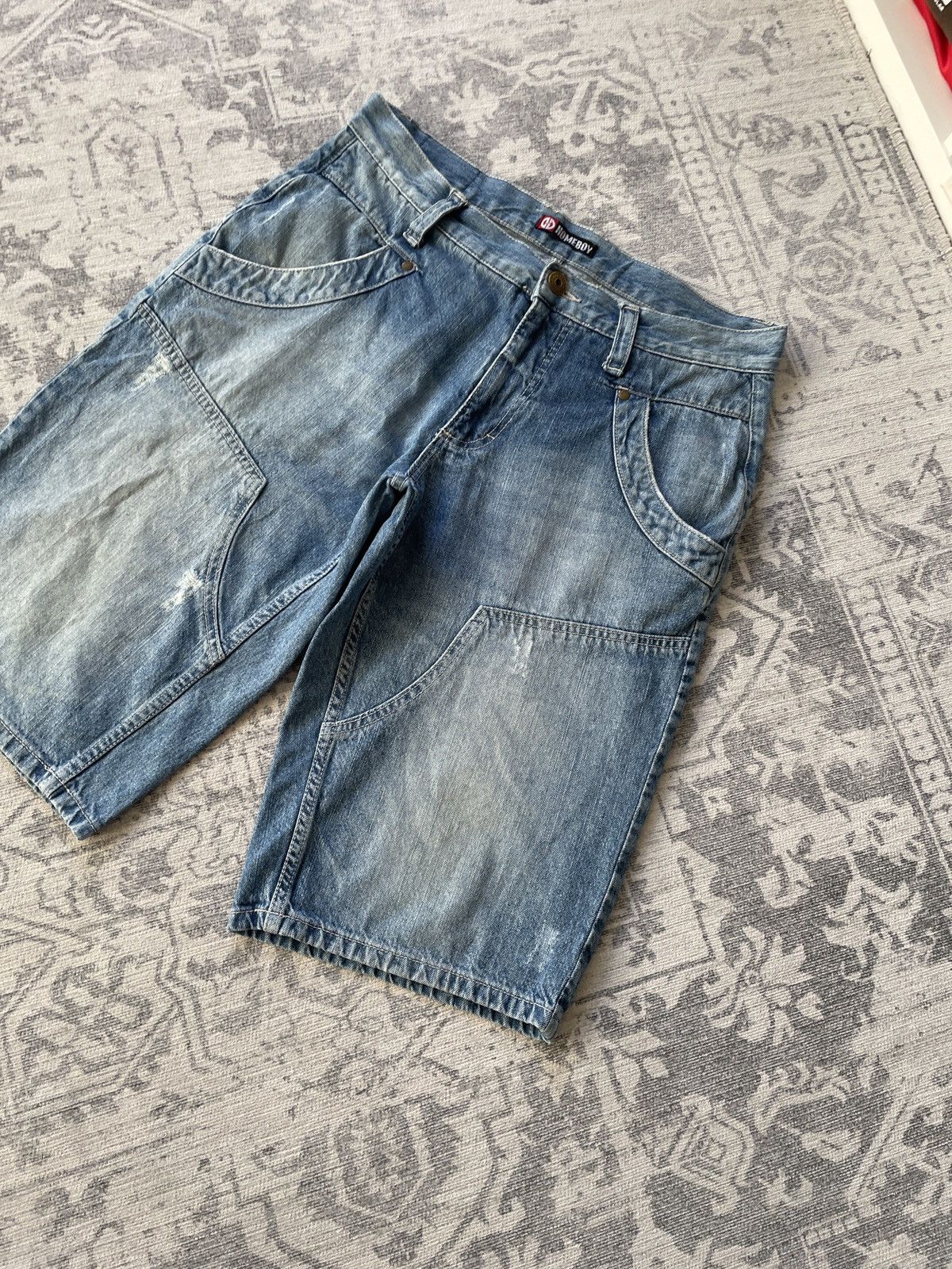 Vintage Vintage Double Knee Shorts Faded Denim Jorts Washed Baggy Size US 32 / EU 48 - 2 Thumbnail