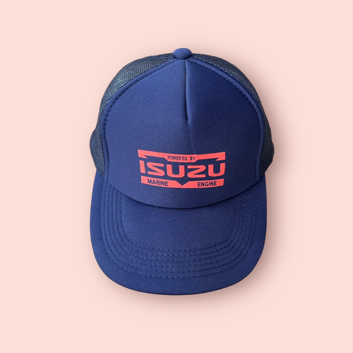 image of Racing x Vintage Isuzu Trucker Hat Snapback in Navy Blue, Men's