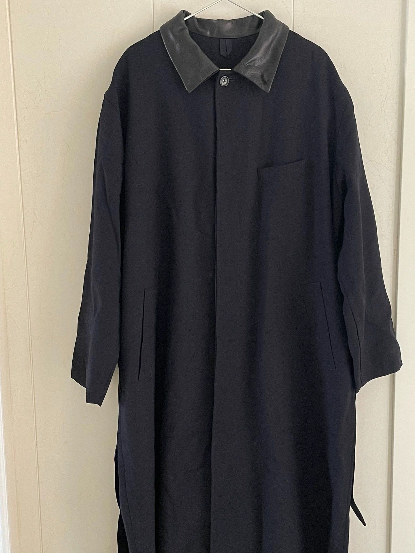 Yohji Yamamoto Yohji Yamamoto 91AW Sheepskin Collar Wool Coat M Navy Blue Size US M / EU 48-50 / 2 - 1 Thumbnail
