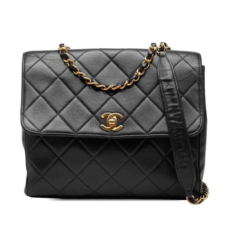 Chanel Chanel Matelasse Lambskin Shoulder Bag Leather Shoulder Bag Duty Free For Usa in Blue, Women's