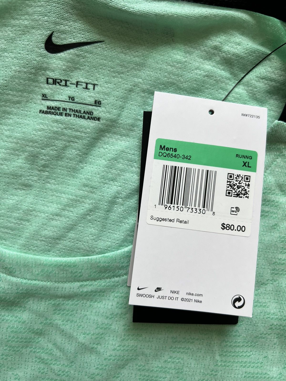 Nike Nike Running Shirt Dri-Fit Adv Slim Fit GREEN Size US XL / EU 56 / 4 - 8 Thumbnail