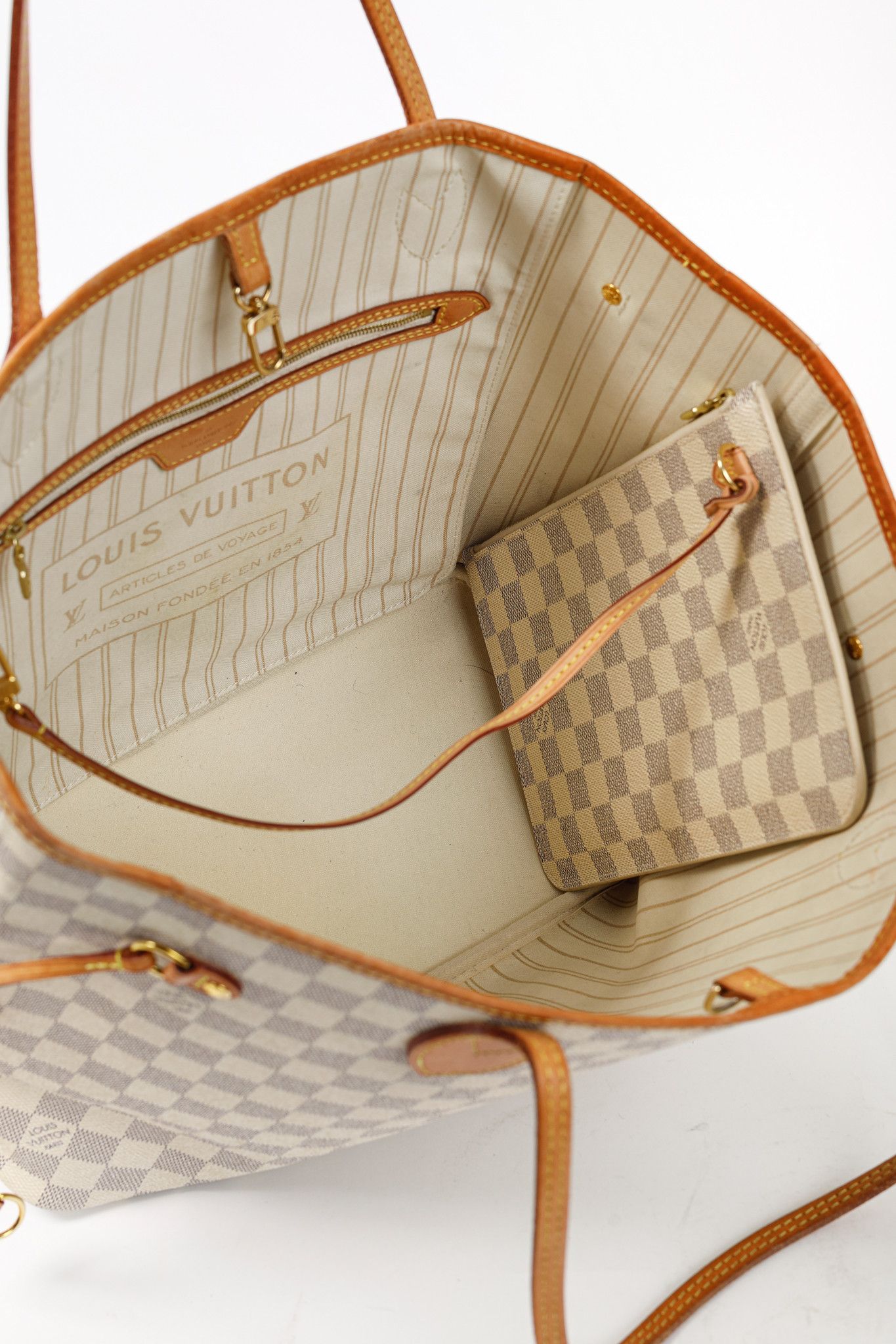 Louis Vuitton Louis Vuitton Neverfull MM Damier Azur Canvas Tote Size ONE SIZE - 12 Thumbnail