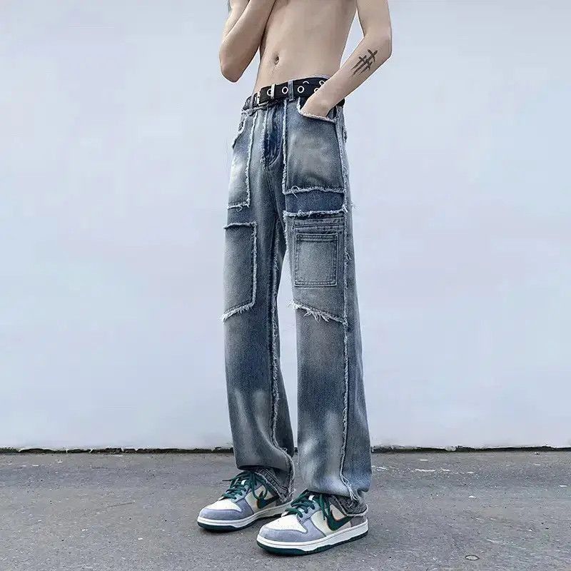 Japanese Brand Pants wide legs retro stitched edges punk american style Size US 30 / EU 46 - 2 Thumbnail