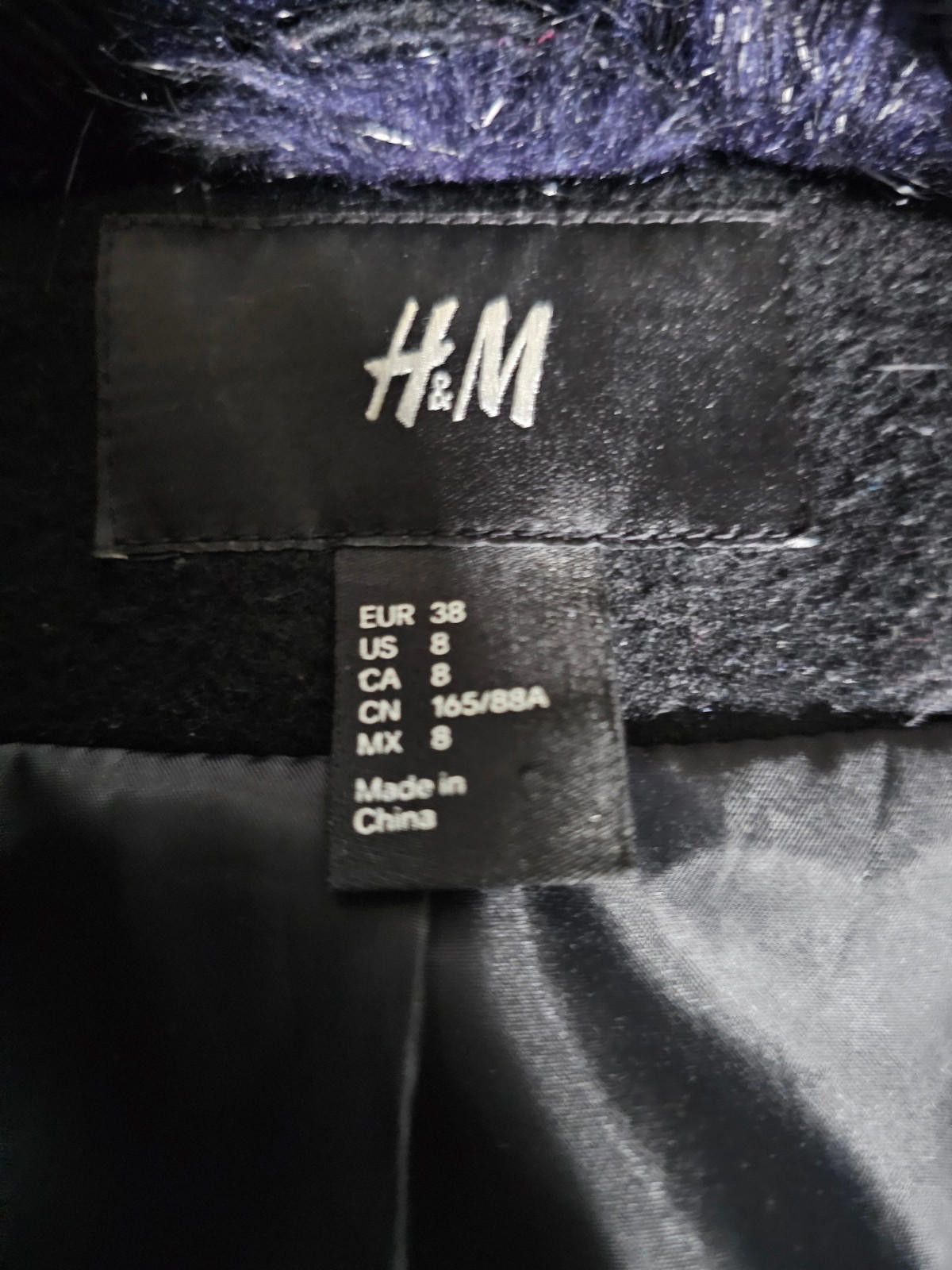 H&M H&M Purple Black faux fur trim wool coat US 8 Size M / US 6-8 / IT 42-44 - 3 Thumbnail