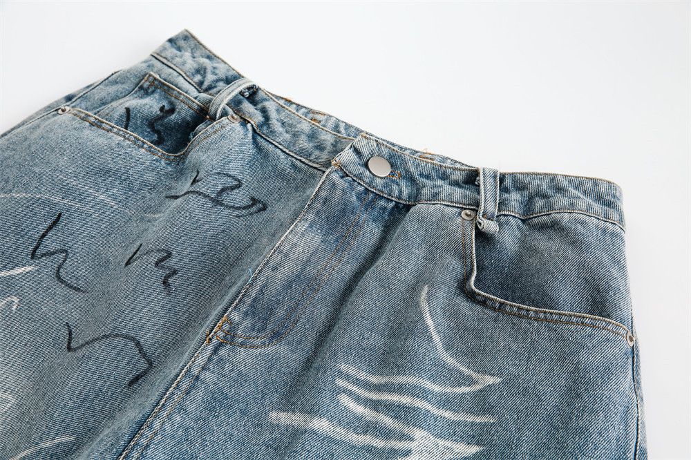 Japanese Brand × Jean Punk distressed washed raw edge graffiti ripped denim shorts Size US 32 / EU 48 - 3 Thumbnail
