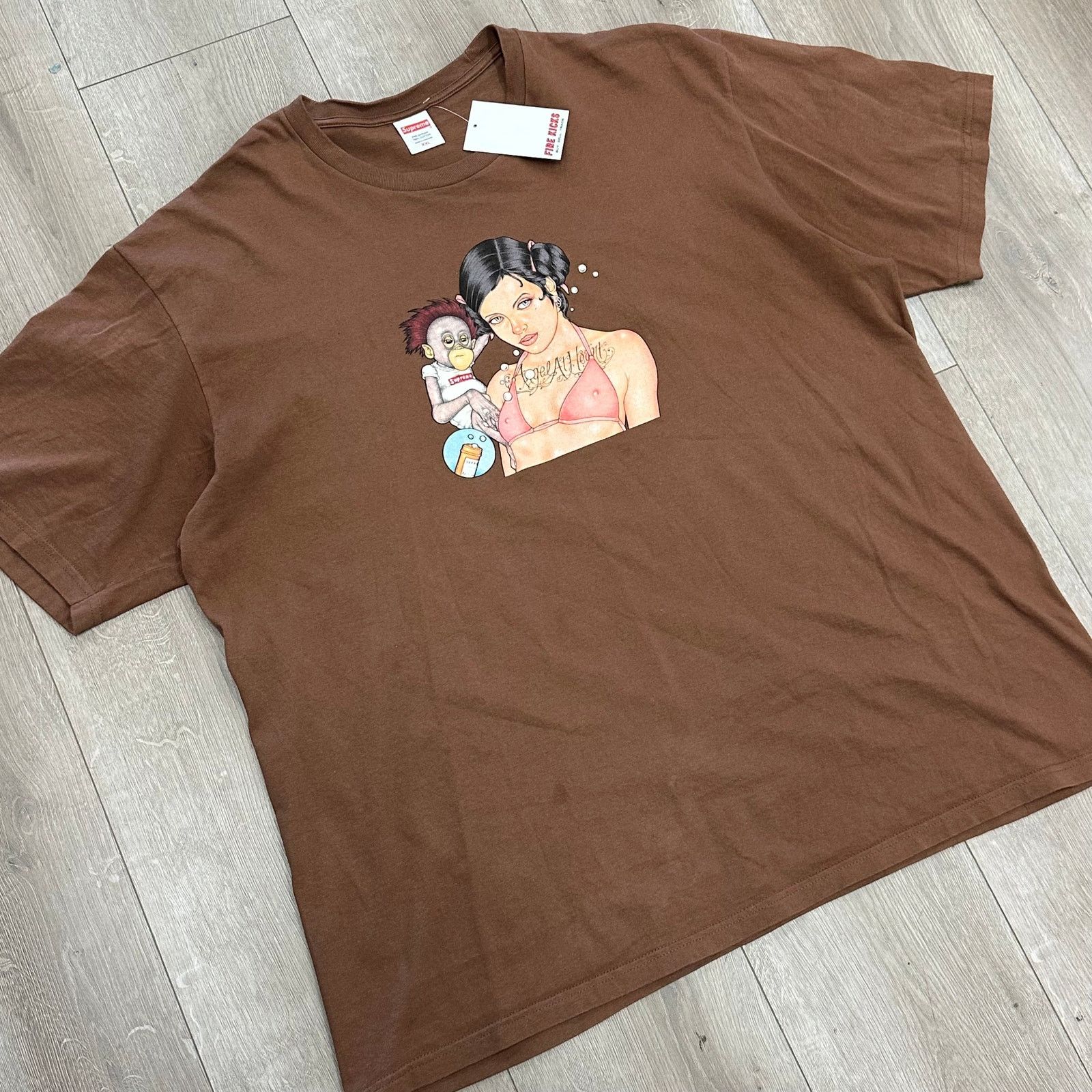 Supreme FW25 Supreme Monkey and Girl Angel Tee T Shirt Brown Size US XXL / EU 58 / 5 - 2 Thumbnail