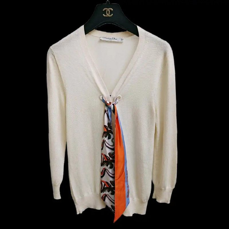 Dior Dior Women's Cream Wool Long Sleeve Knit Sweater 0089 Size S / US 4 / IT 40 - 1 Thumbnail