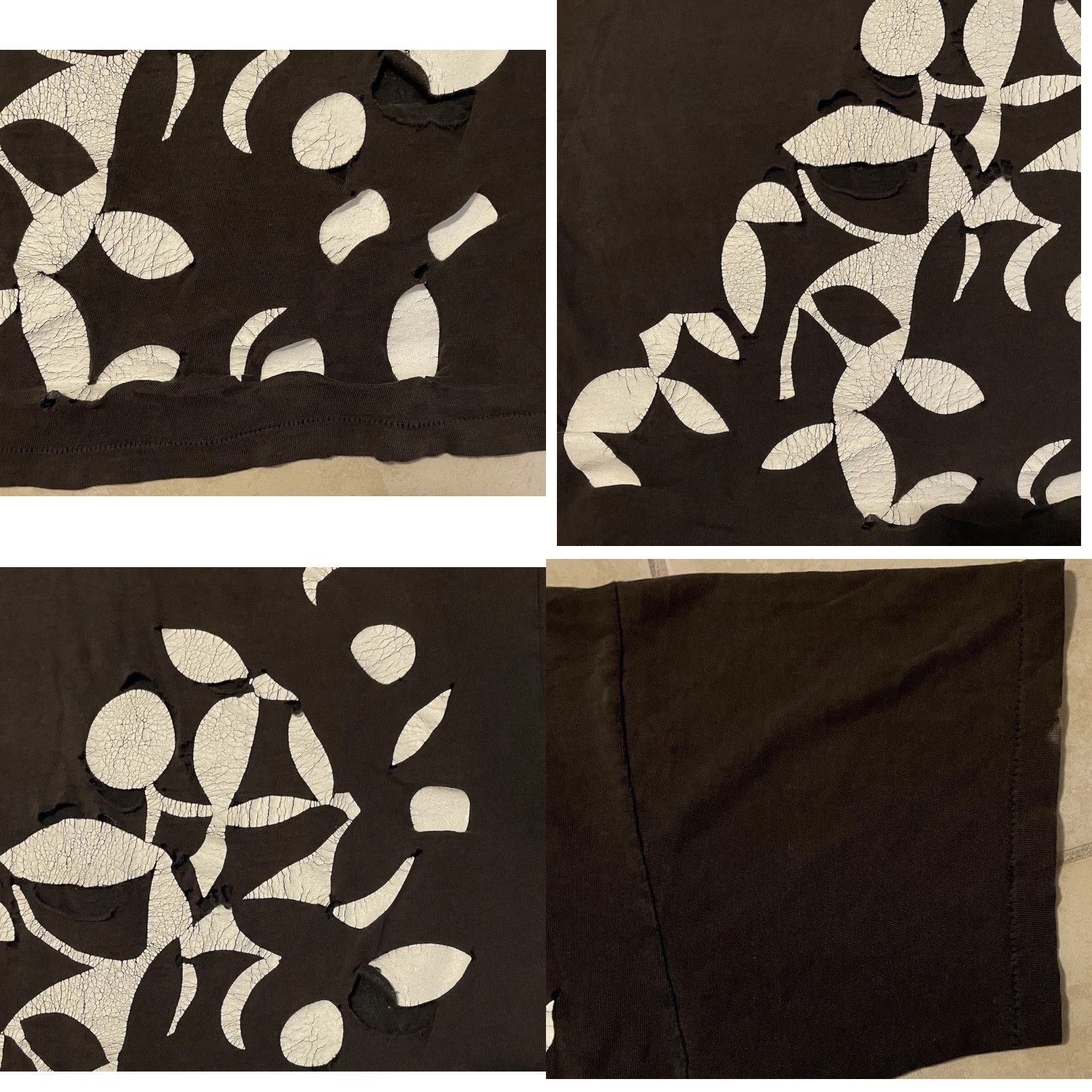 Thrasher VINTAGE 90s Flower Abstract Art Thrashed Faded Distress Boxy Cropped Shirt Grunge 80s - Single Stitch T-Shirt Women One Size Black Size ONE SIZE - 9 Thumbnail