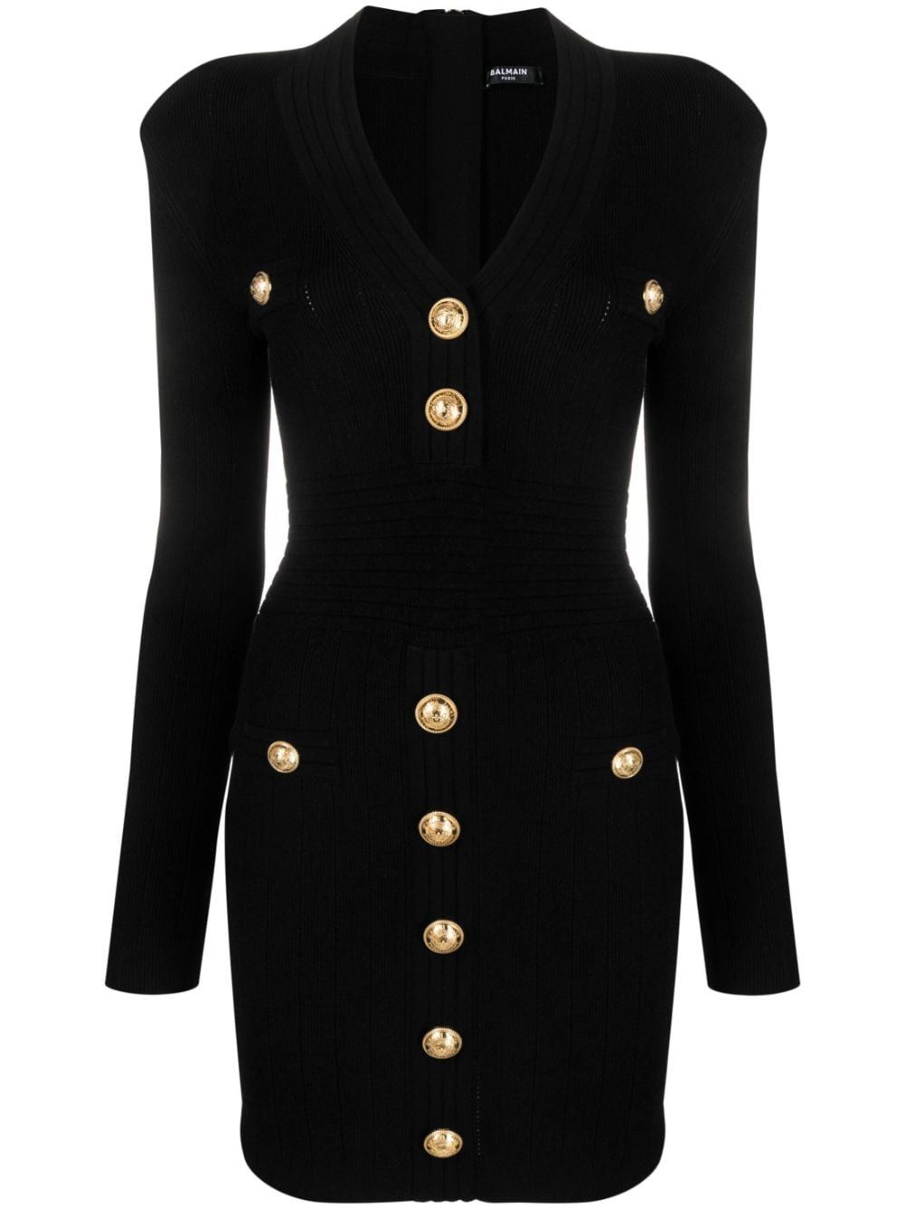 Balmain BUTTONED V-NECKED SHORT DRESS Size S / US 4 / IT 40 - 1 Thumbnail