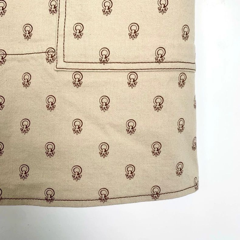 Hermes Hermes Logo Print Beige Mini Skirt-2506 Size 35" - 4 Thumbnail