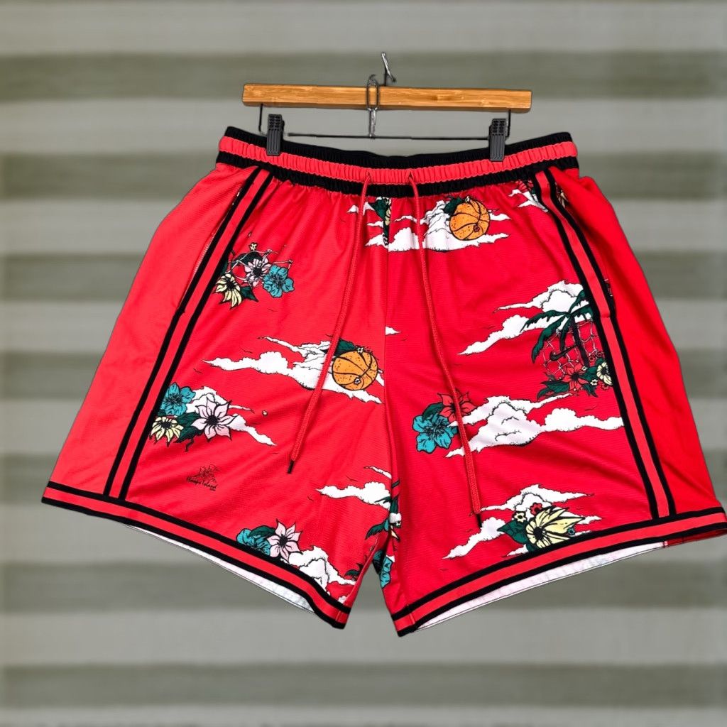 Nike Mens Shorts 2XL Athletic Casual Floral Pattern Red Spring