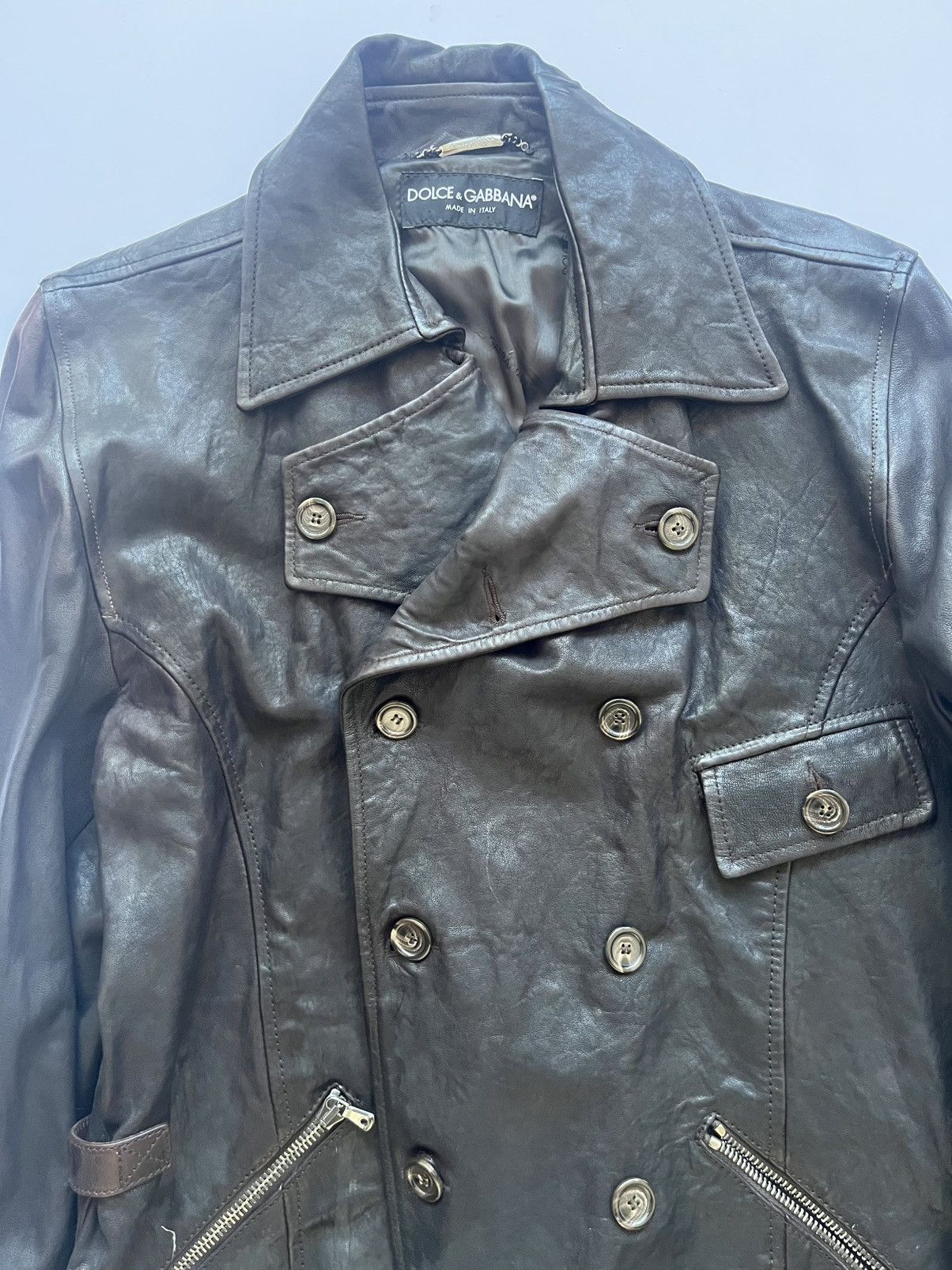 Dolce & Gabbana Dolce & Gabbana Brown Leather Mens Jacket Size US L / EU 52-54 / 3 - 2 Thumbnail