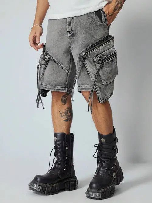 Jean Vintage cargo washed denim shorts Size US 34 / EU 50 - 2 Thumbnail