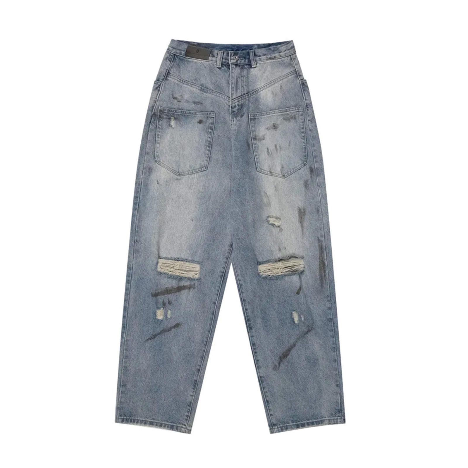 Japanese Brand Reversed Distressed Baggy Wide Leg Denim Jeans Size US 30 / EU 46 - 3 Thumbnail