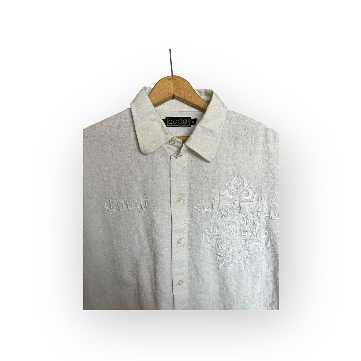 Coogi COOGI White Linen Embroidered Button Up Shirt XL Size US XL / EU 56 / 4 - 3 Thumbnail