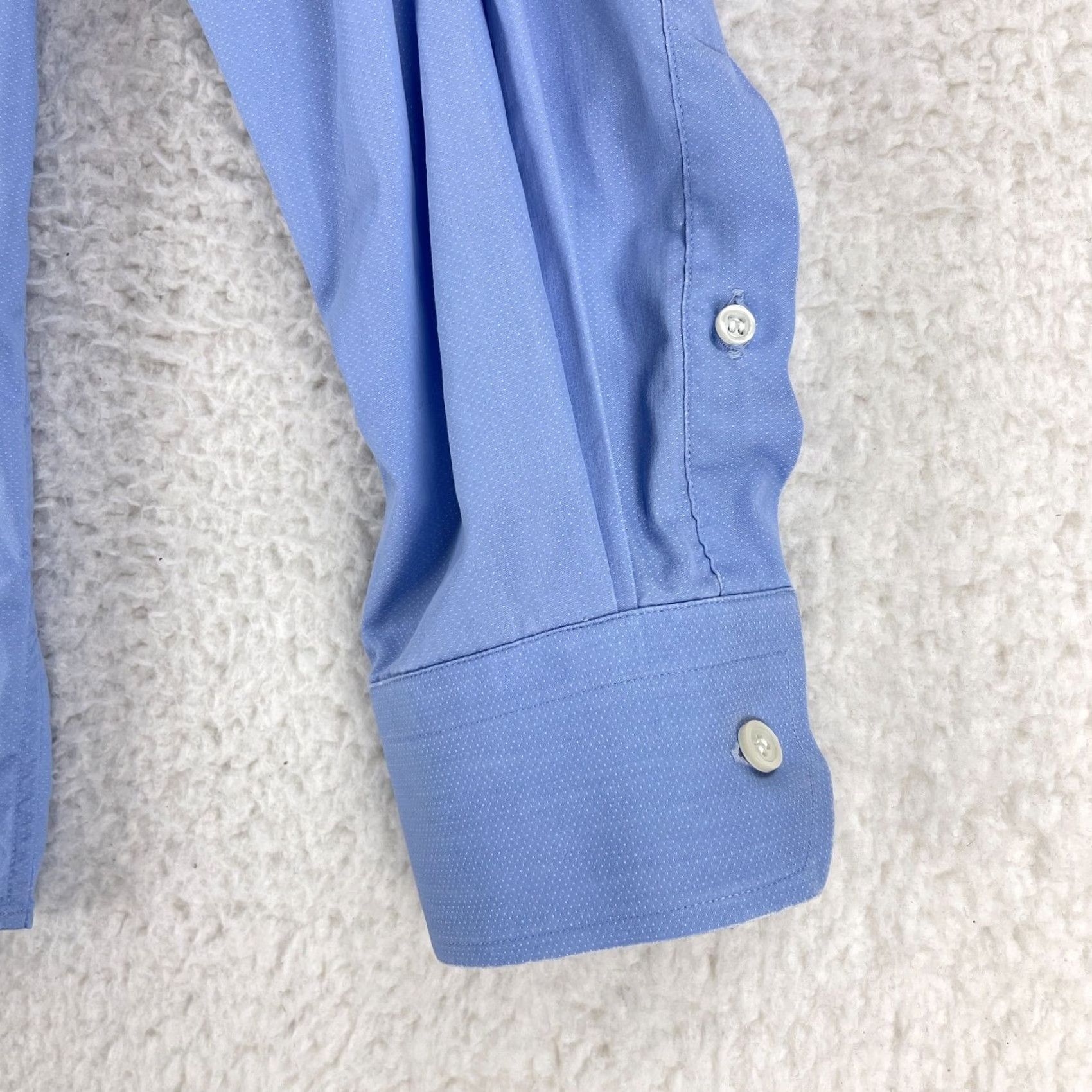 Eton Eton Blue Contemporary Fit Button-Up Dress Shirt Mens Long Sleeve Cotton Large Size 42R - 7 Thumbnail