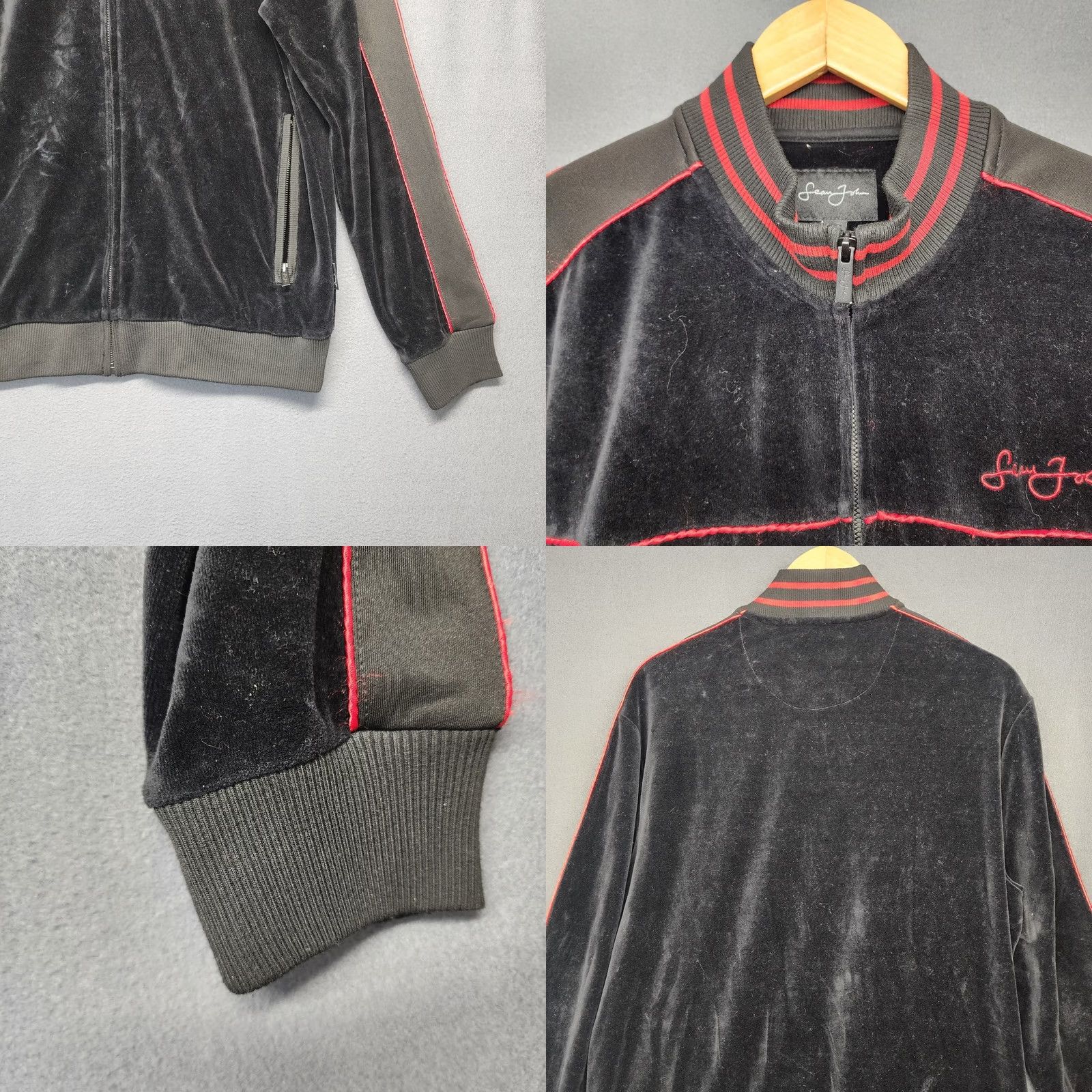 Sean John Sean John Jacket Mens Large Black Velvet Full Zip Pockets Casual Athleisure Size US L / EU 52-54 / 3 - 9 Thumbnail