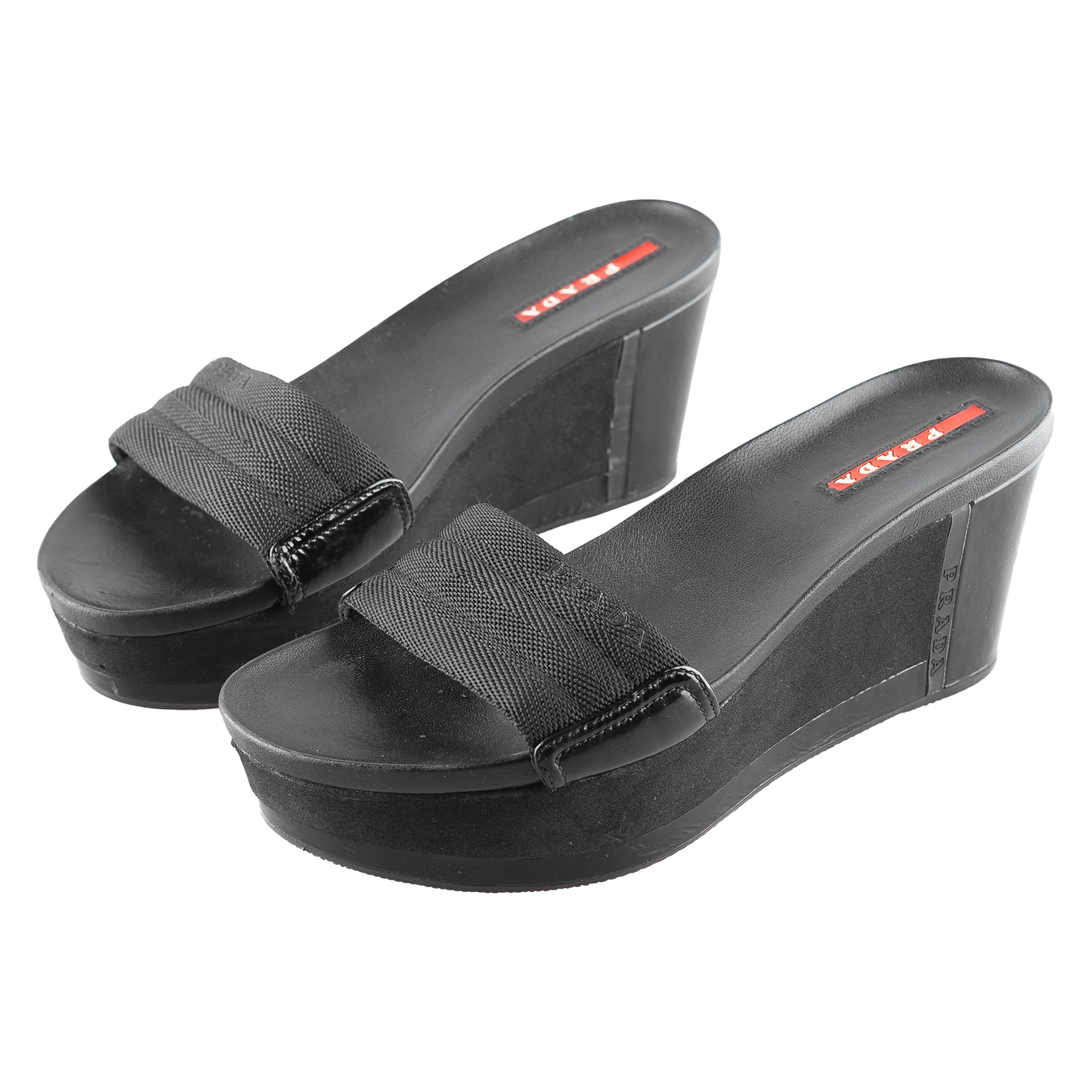 Prada Prada Sport Black Vintage Sandal Wedges (36,5 IT/37,5 EU) Size US 6.5 / IT 36.5 - 1 Thumbnail
